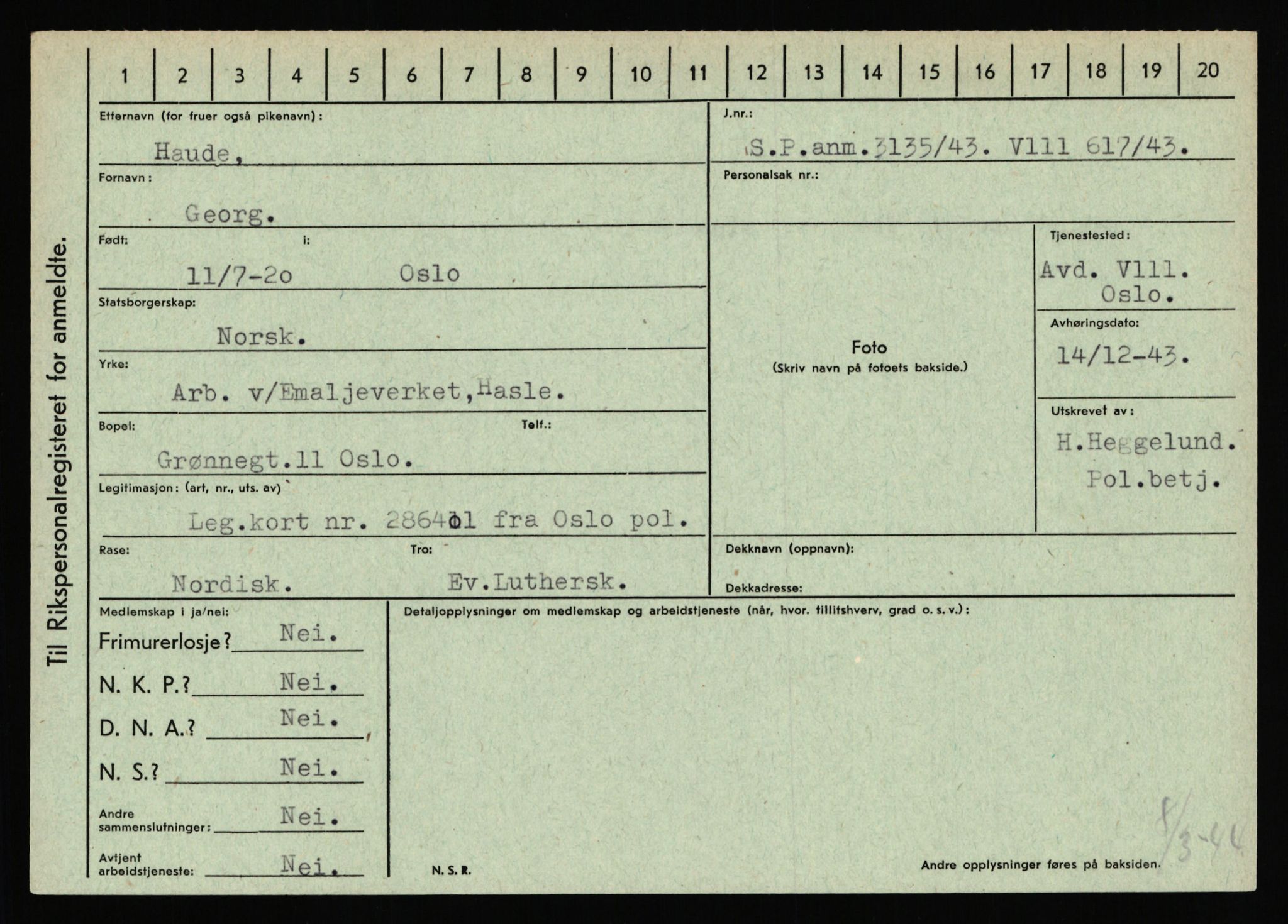 Statspolitiet - Hovedkontoret / Osloavdelingen, AV/RA-S-1329/C/Ca/L0006: Hanche - Hokstvedt, 1943-1945, p. 2081