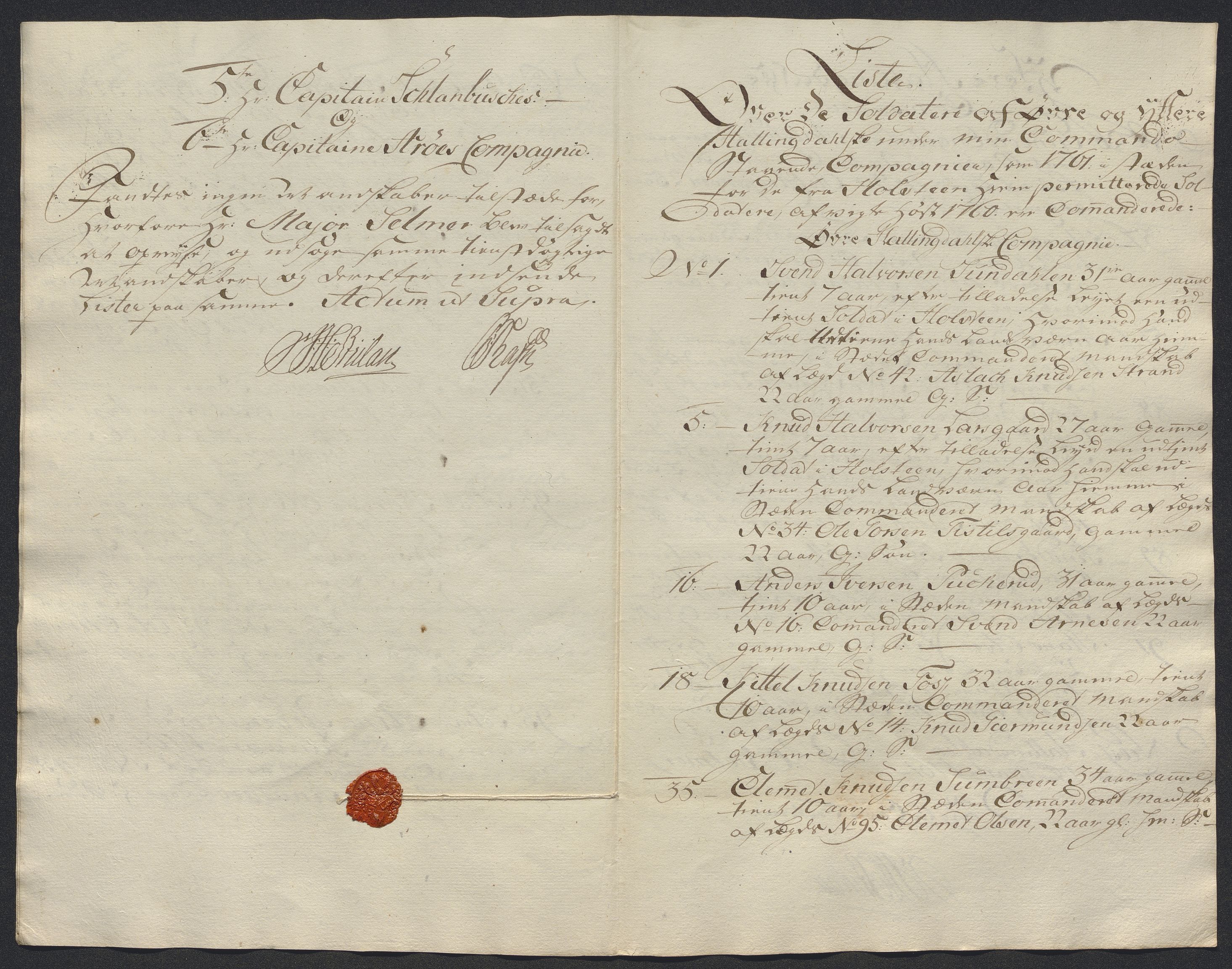 Kommanderende general (KG I) med Det norske krigsdirektorium, AV/RA-EA-5419/E/Ec/L0021: Ruller over nedkommanderte mannskap, 1758-1762, p. 600