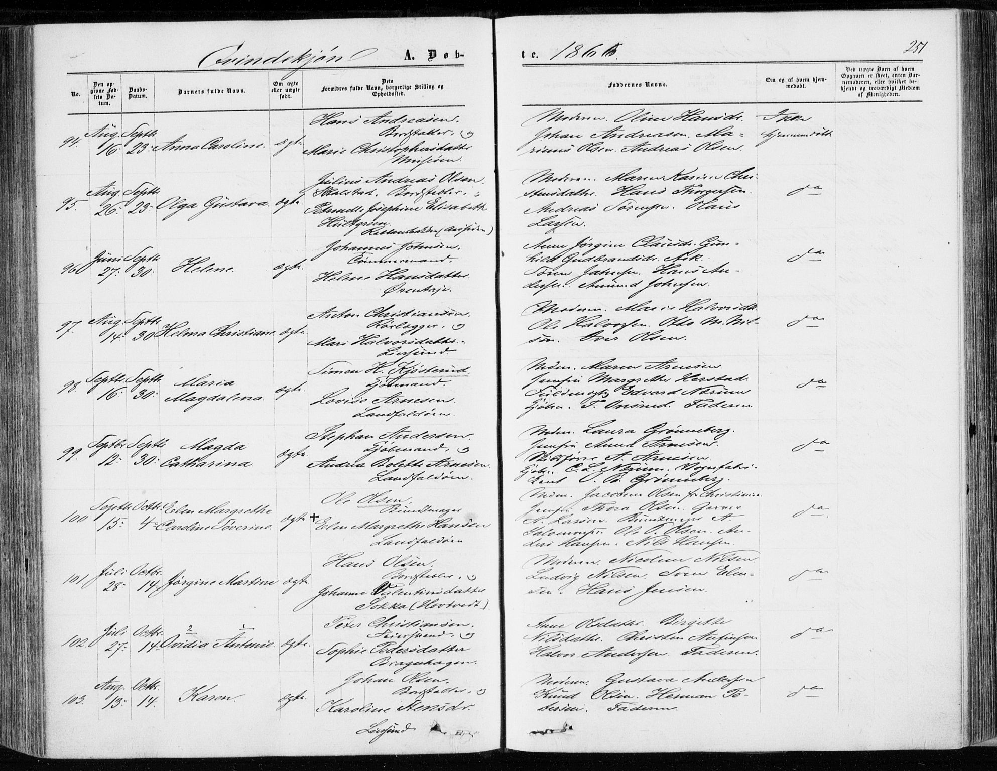 Bragernes kirkebøker, AV/SAKO-A-6/F/Fb/L0003: Parish register (official) no. II 3, 1860-1868, p. 251