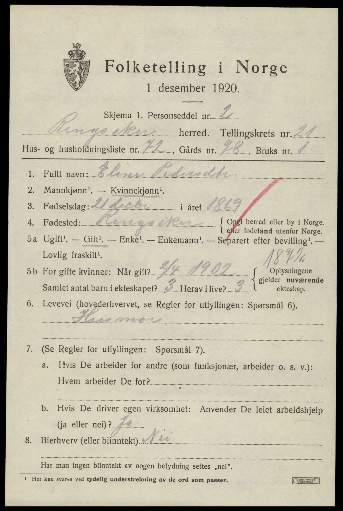 SAH, 1920 census for Ringsaker, 1920, p. 29348