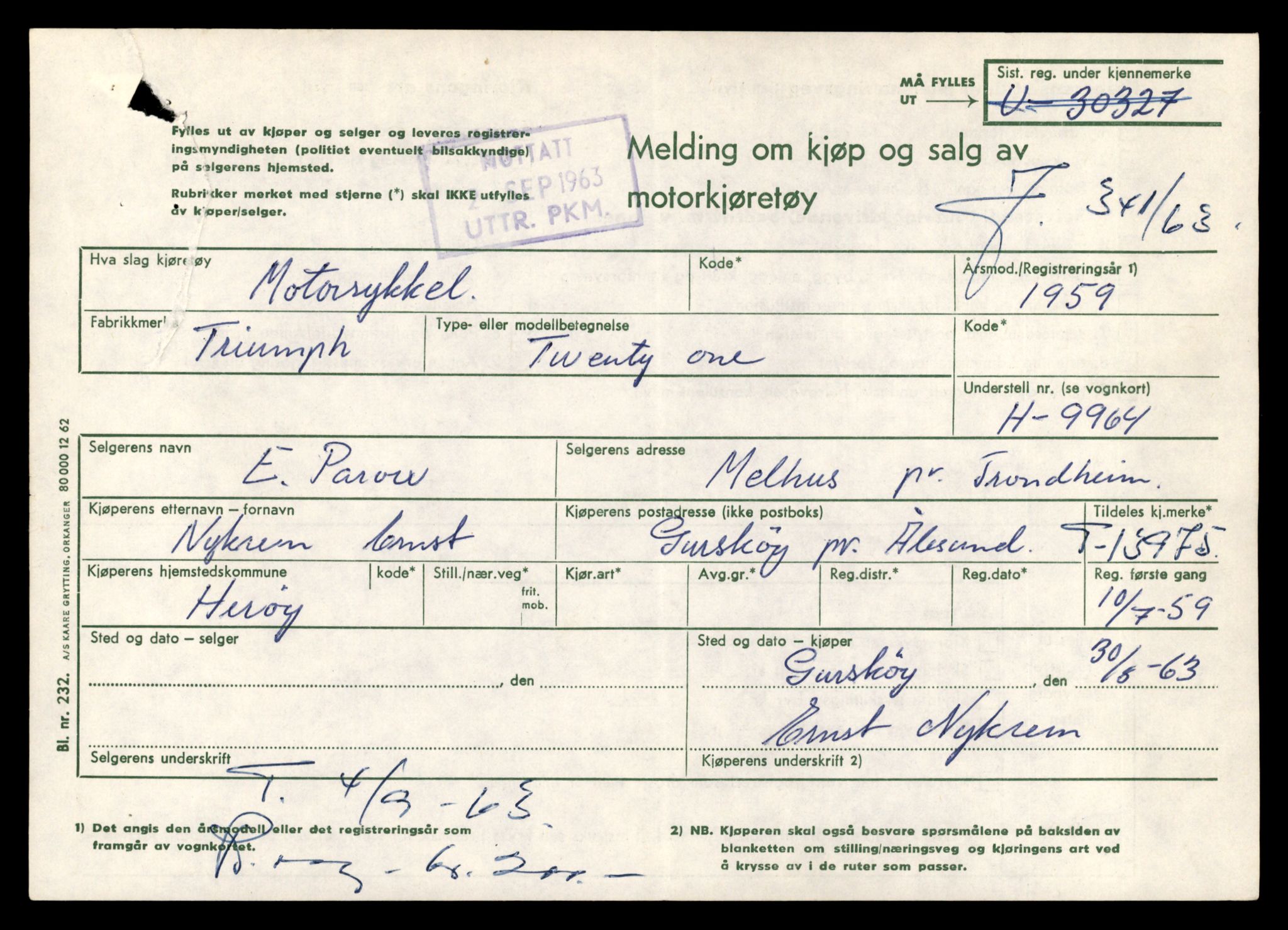 Møre og Romsdal vegkontor - Ålesund trafikkstasjon, AV/SAT-A-4099/F/Fe/L0042: Registreringskort for kjøretøy T 13906 - T 14079, 1927-1998, p. 1095