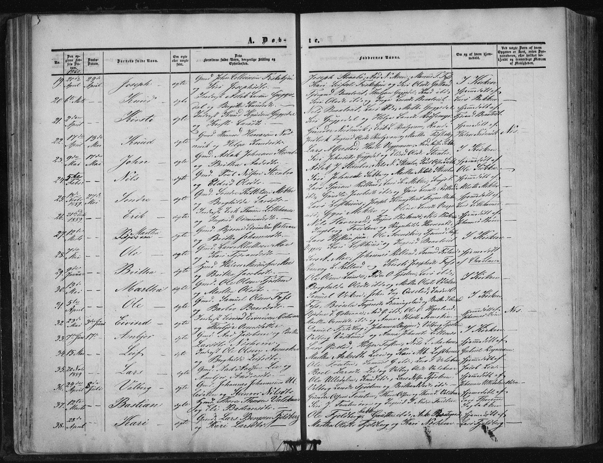 Suldal sokneprestkontor, AV/SAST-A-101845/01/IV/L0009: Parish register (official) no. A 9, 1854-1868