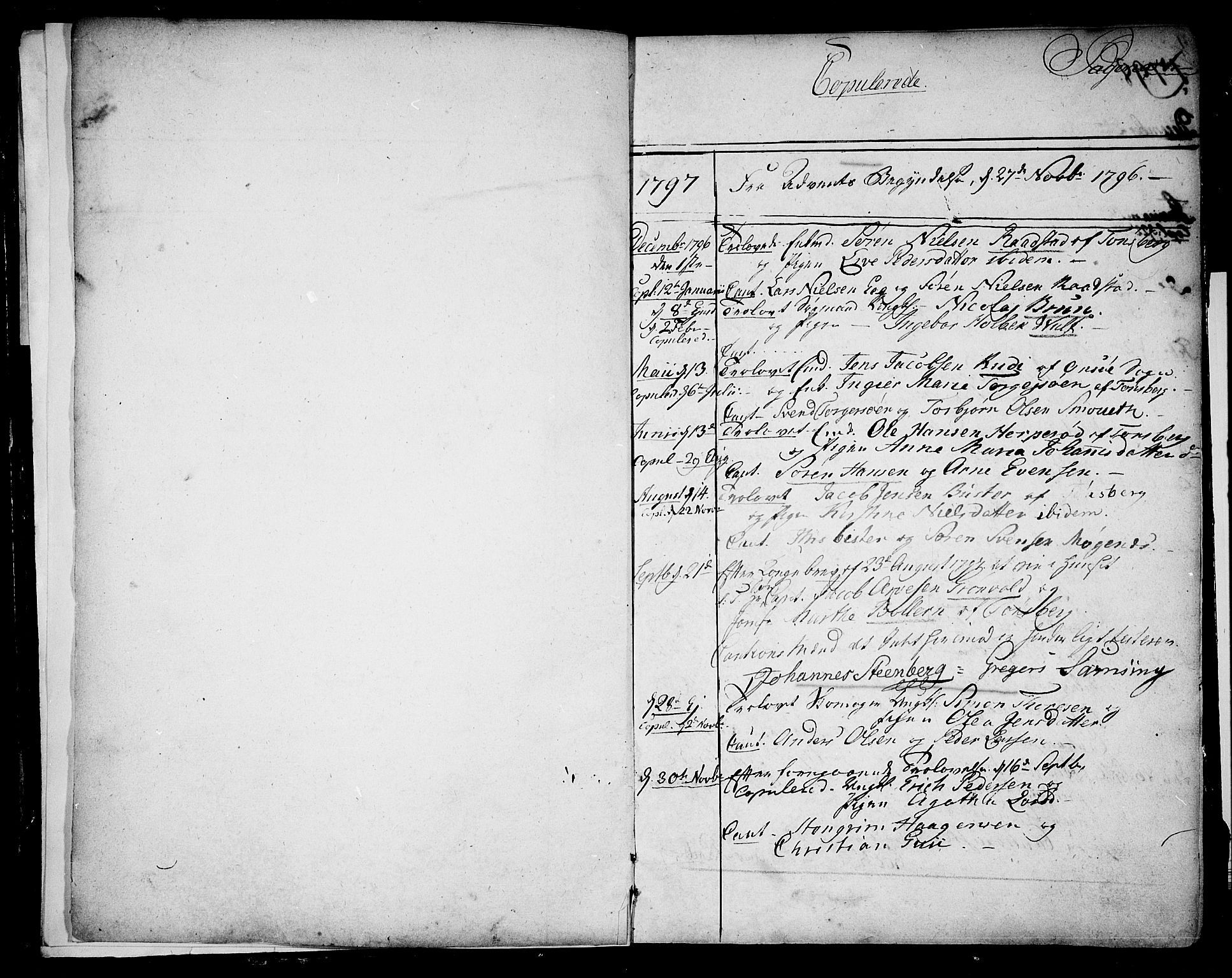 Tønsberg kirkebøker, AV/SAKO-A-330/F/Fa/L0003: Parish register (official) no. I 3, 1797-1814, p. 0-1