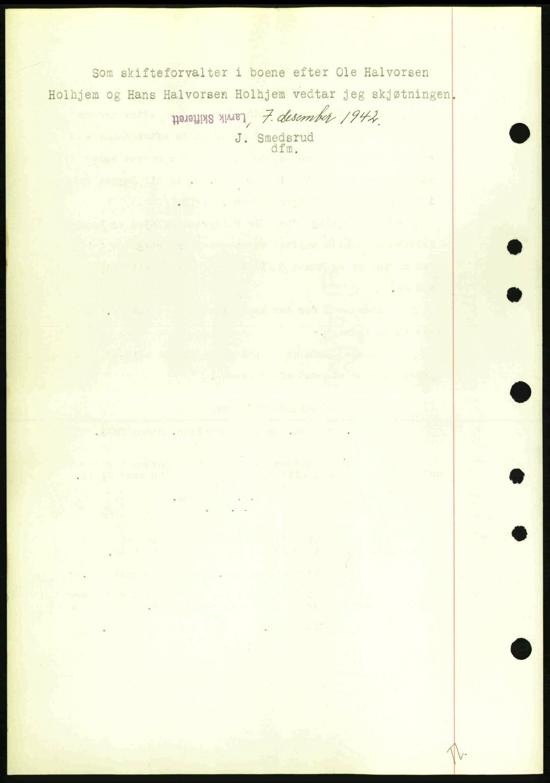 Larvik sorenskriveri, AV/SAKO-A-83/G/Ga/Gab/L0076: Mortgage book no. A-10, 1942-1943, Diary no: : 2205/1942