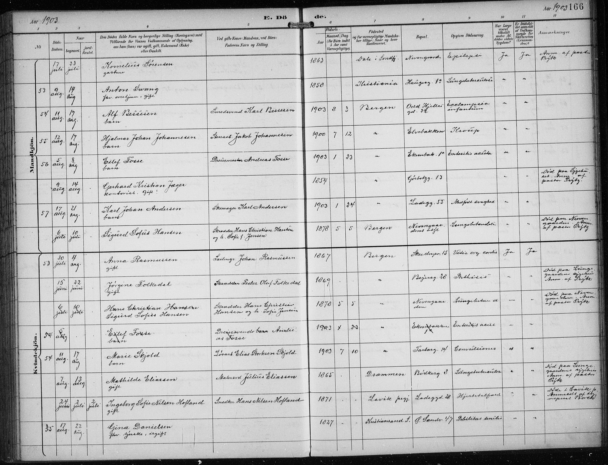 Sandviken Sokneprestembete, AV/SAB-A-77601/H/Ha/L0018: Parish register (official) no. E 1, 1893-1905, p. 166