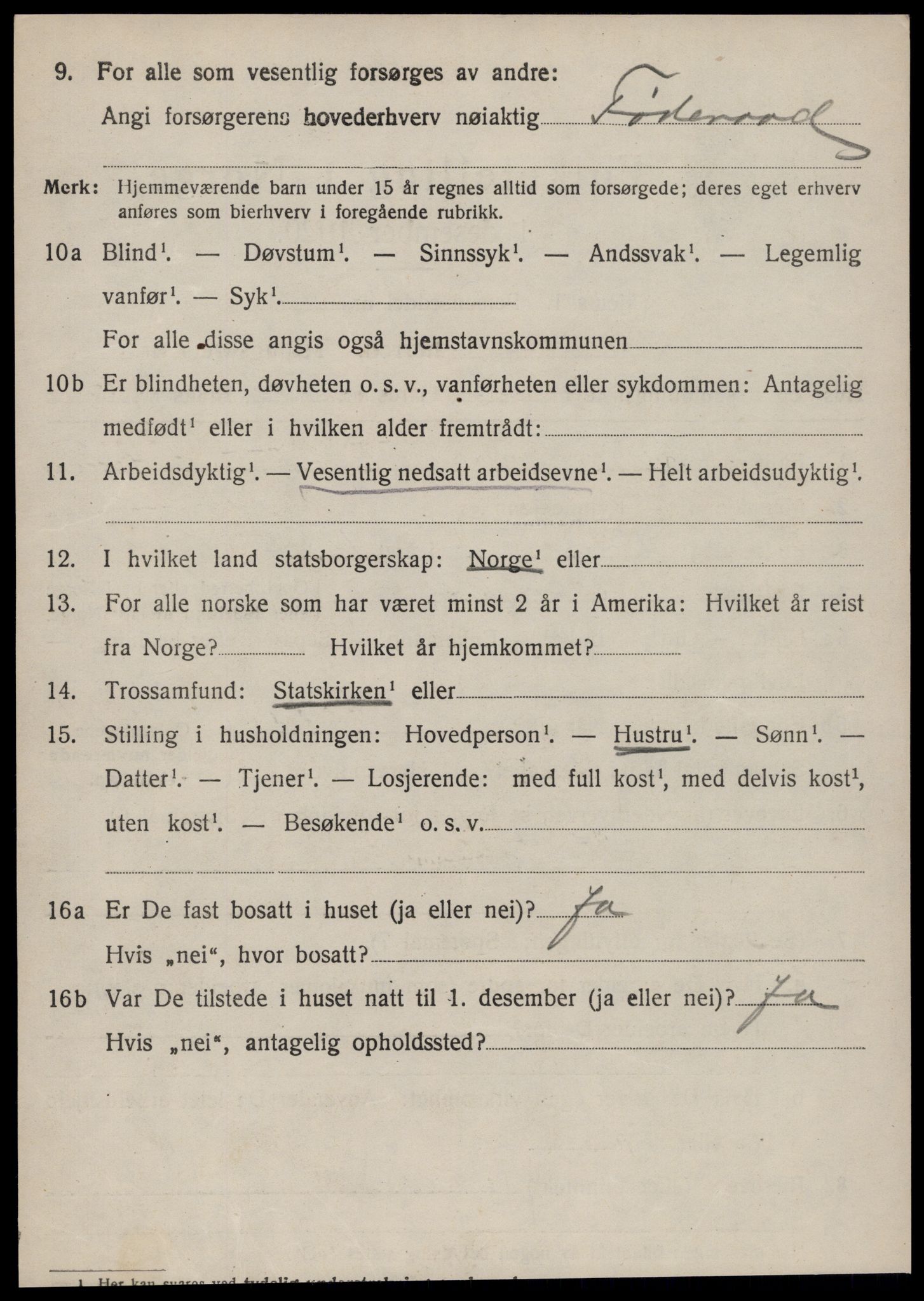 SAT, 1920 census for Vatne, 1920, p. 3117