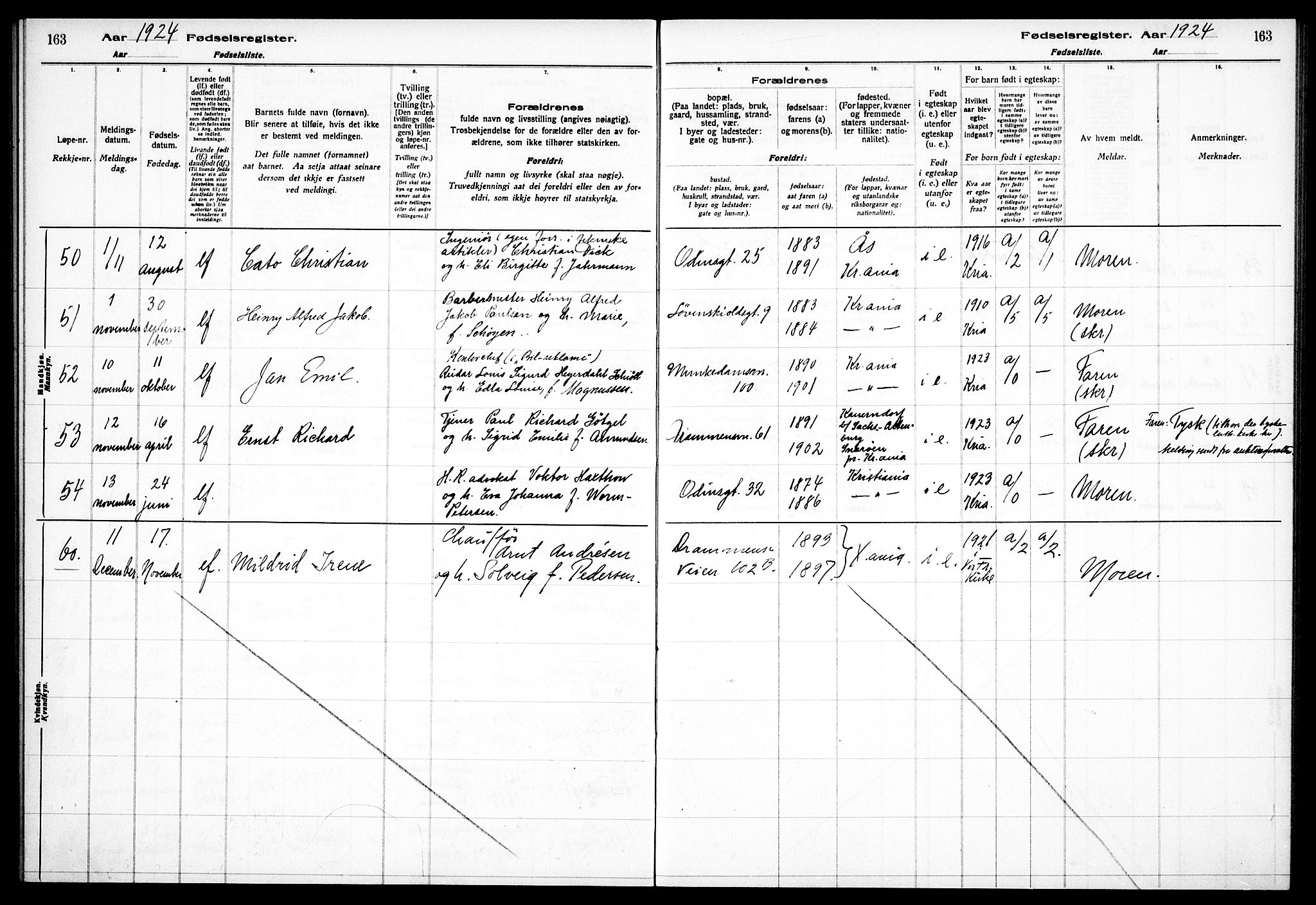 Frogner prestekontor Kirkebøker, AV/SAO-A-10886/J/Ja/L0001: Birth register no. 1, 1916-1927, p. 163