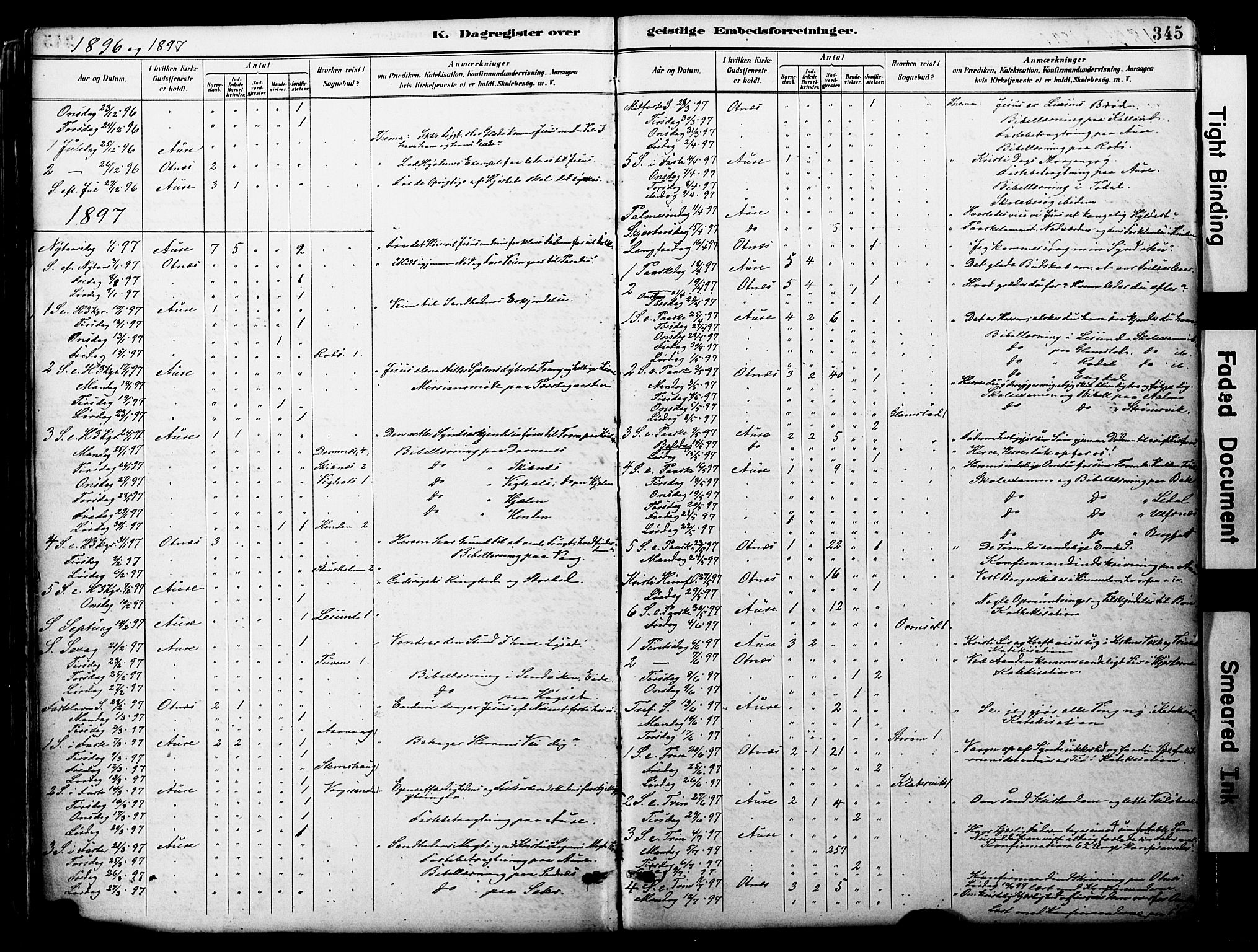 Ministerialprotokoller, klokkerbøker og fødselsregistre - Møre og Romsdal, AV/SAT-A-1454/578/L0907: Parish register (official) no. 578A06, 1887-1904, p. 345