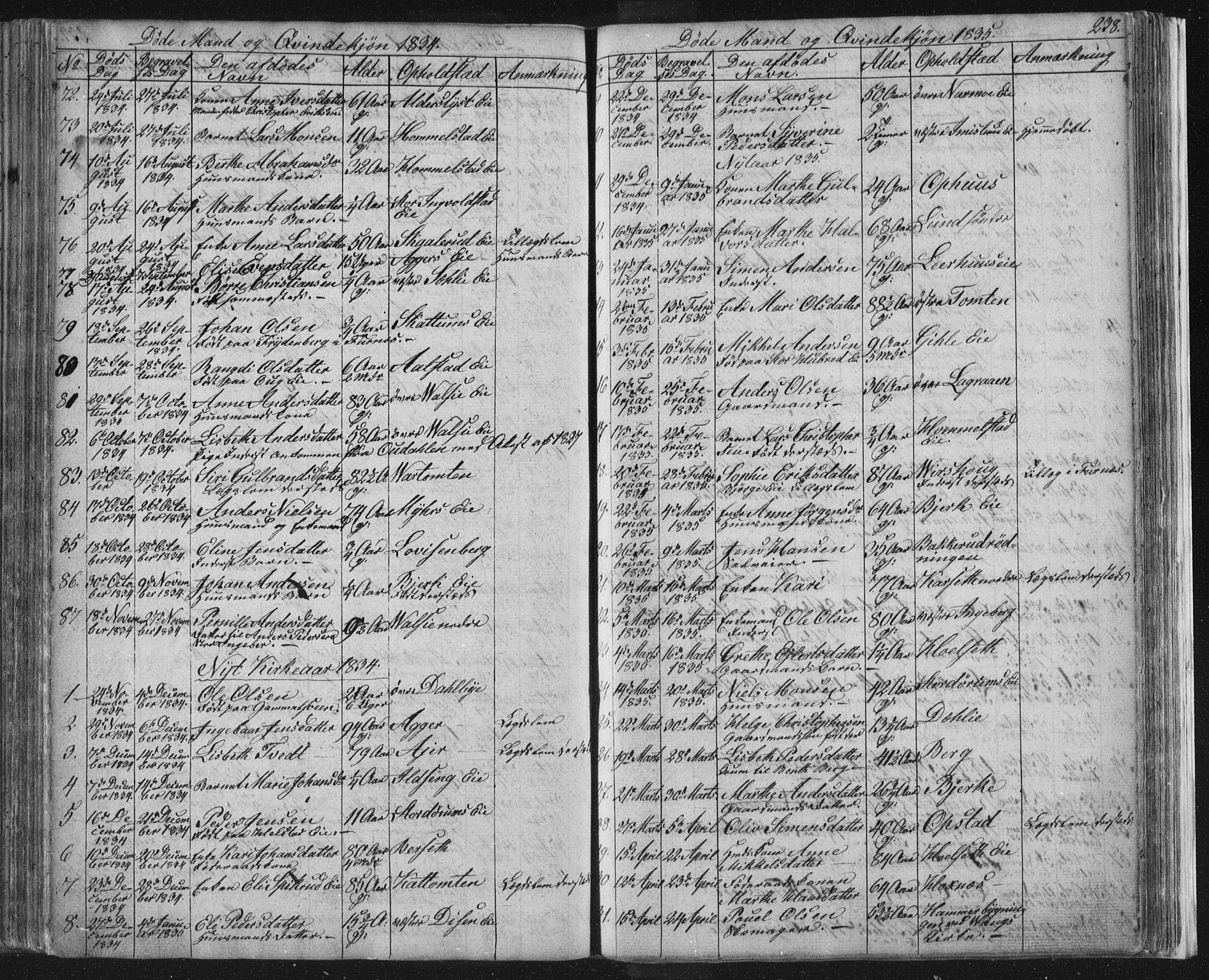Vang prestekontor, Hedmark, SAH/PREST-008/H/Ha/Hab/L0008: Parish register (copy) no. 8, 1832-1854, p. 238