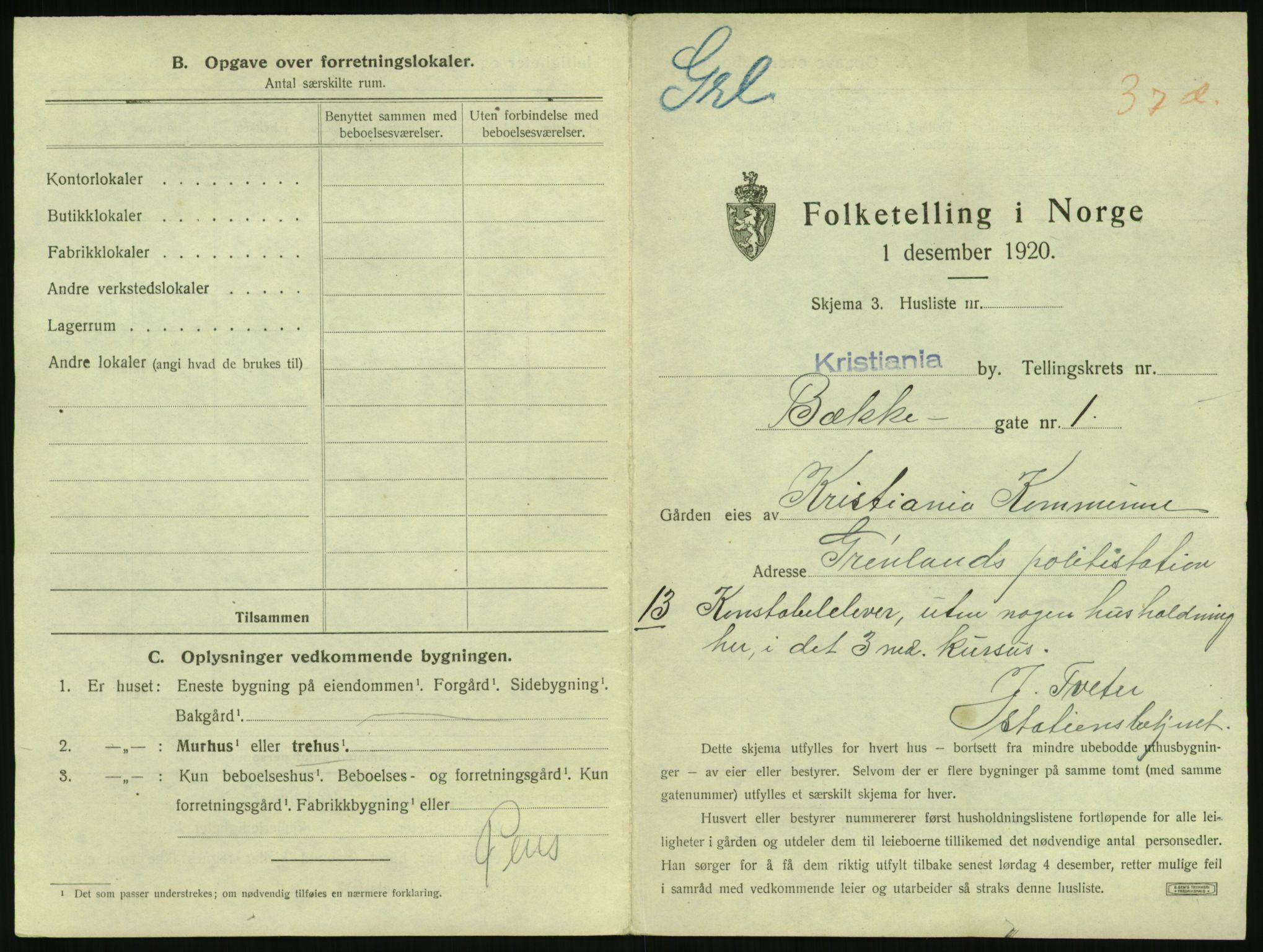 SAO, 1920 census for Kristiania, 1920, p. 11130