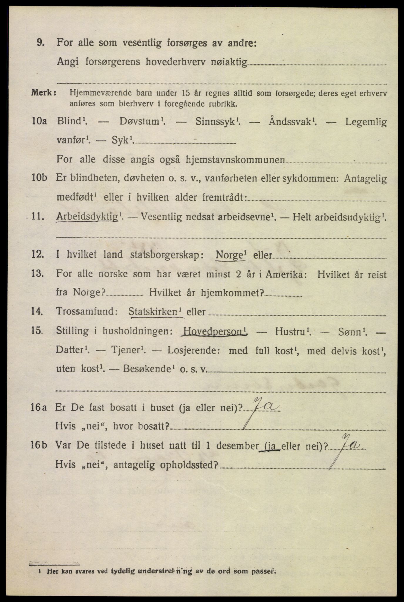 SAK, 1920 census for Oddernes, 1920, p. 8634