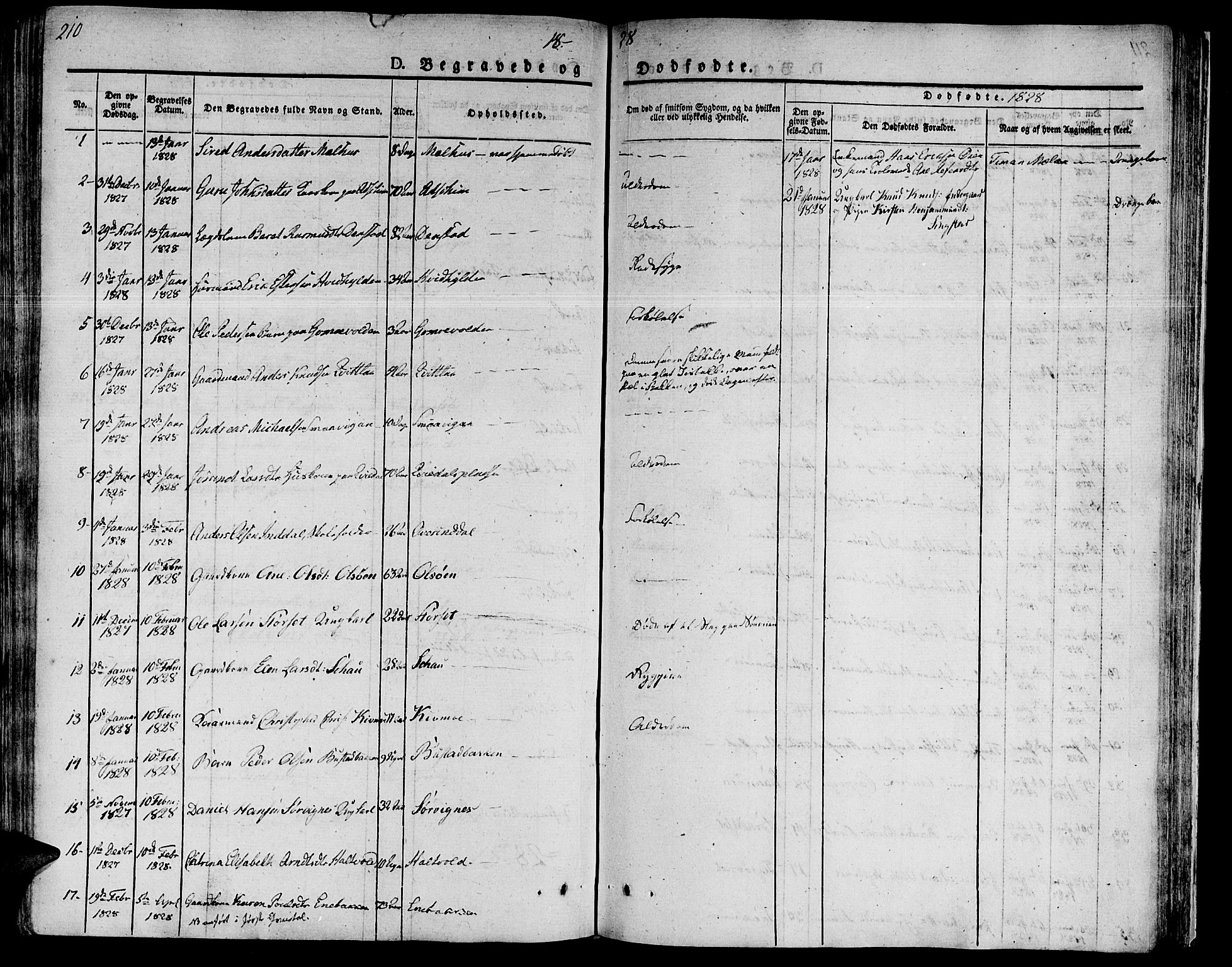 Ministerialprotokoller, klokkerbøker og fødselsregistre - Sør-Trøndelag, SAT/A-1456/646/L0609: Parish register (official) no. 646A07, 1826-1838, p. 210