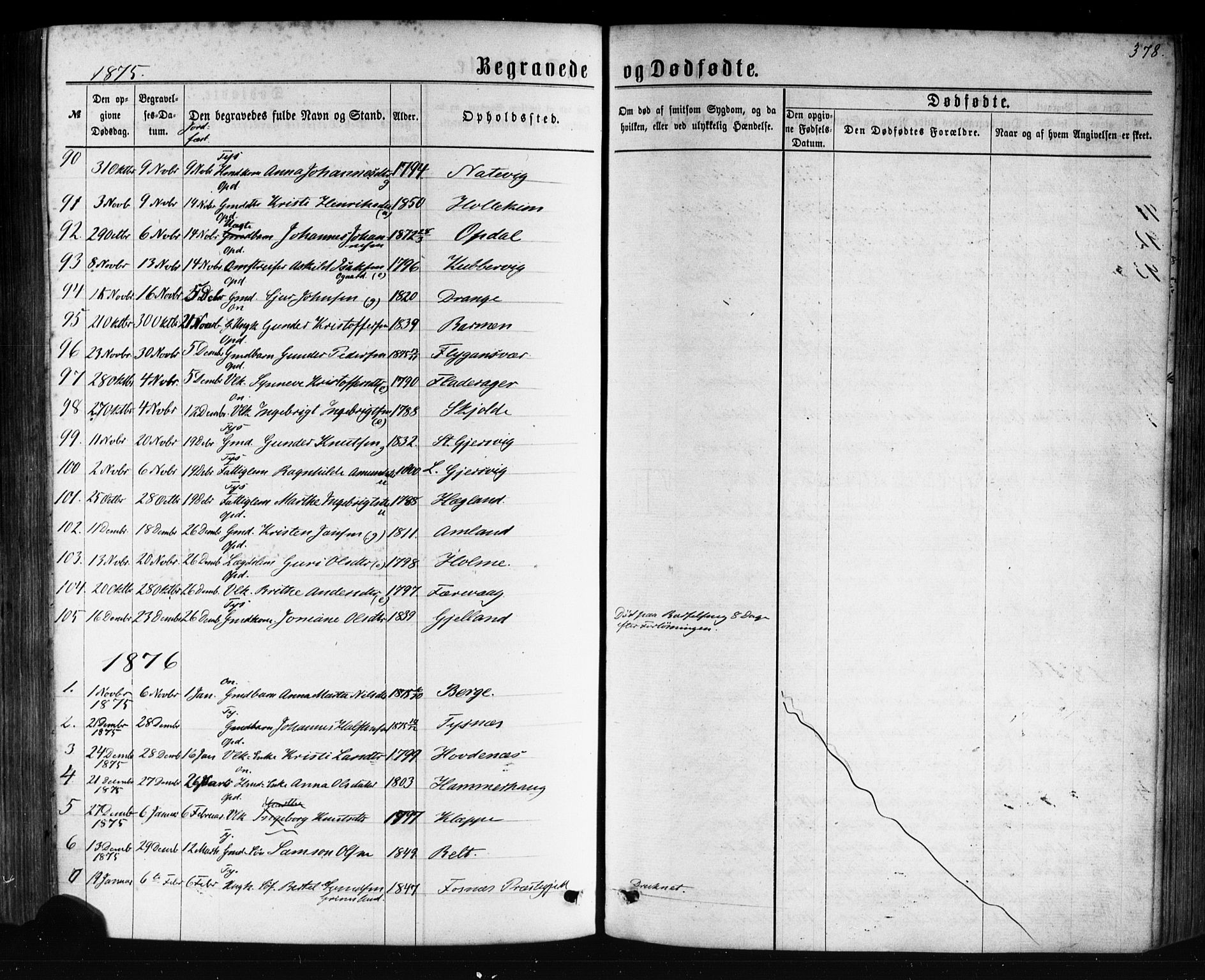 Tysnes sokneprestembete, AV/SAB-A-78601/H/Haa: Parish register (official) no. A 12, 1872-1886, p. 378