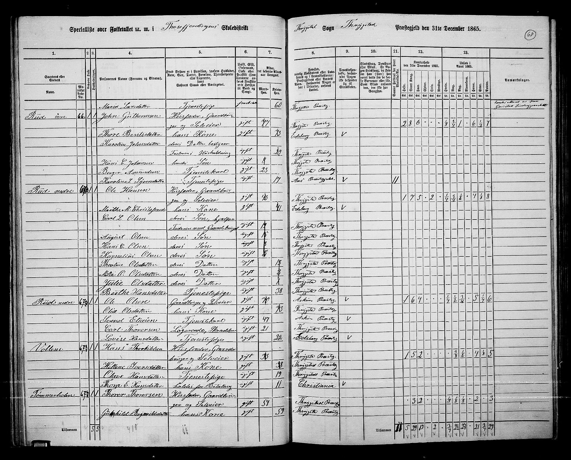 RA, 1865 census for Trøgstad, 1865, p. 62