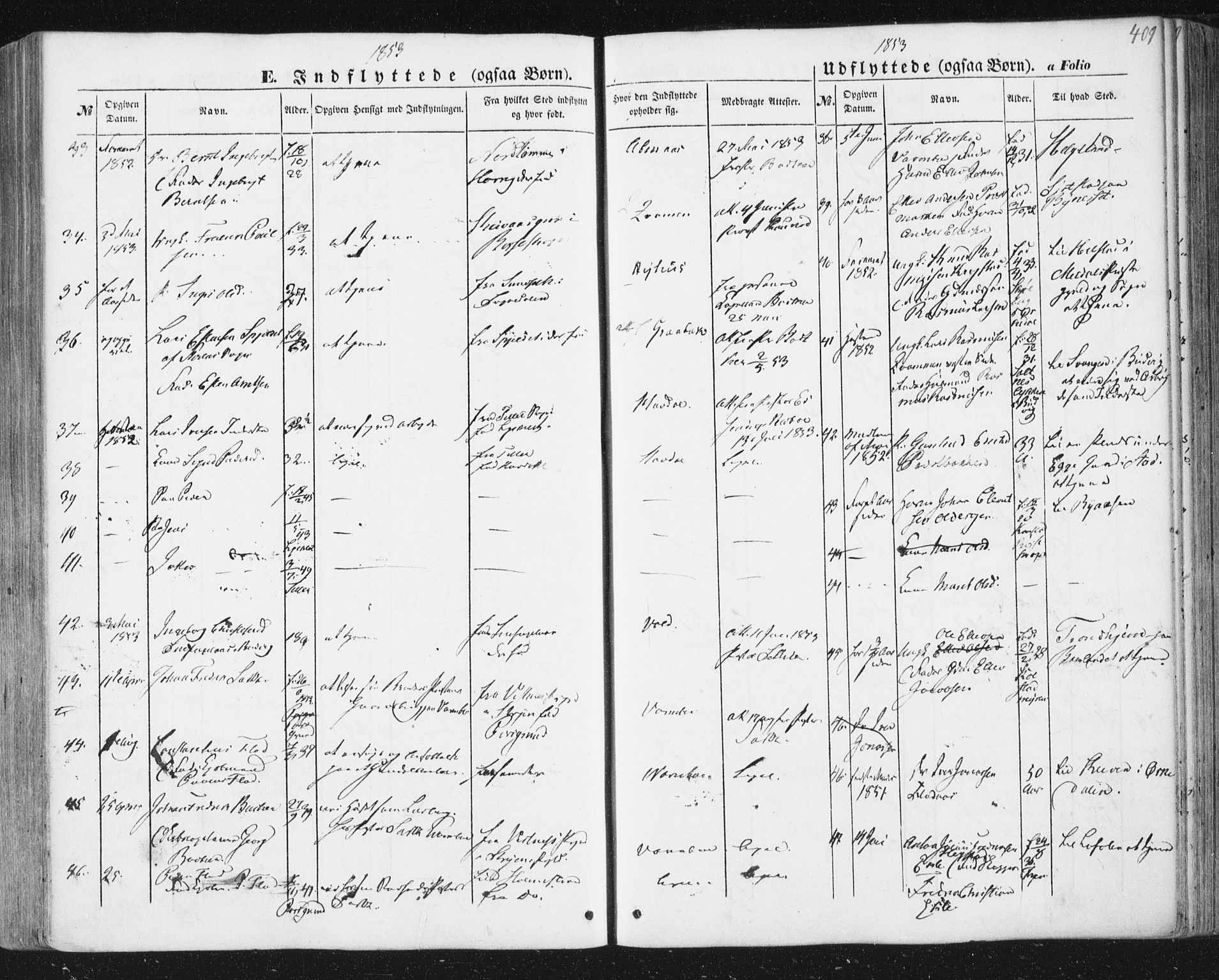 Ministerialprotokoller, klokkerbøker og fødselsregistre - Sør-Trøndelag, SAT/A-1456/691/L1076: Parish register (official) no. 691A08, 1852-1861, p. 409