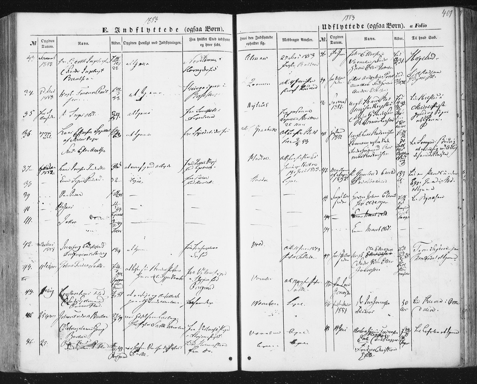 Ministerialprotokoller, klokkerbøker og fødselsregistre - Sør-Trøndelag, AV/SAT-A-1456/691/L1076: Parish register (official) no. 691A08, 1852-1861, p. 409