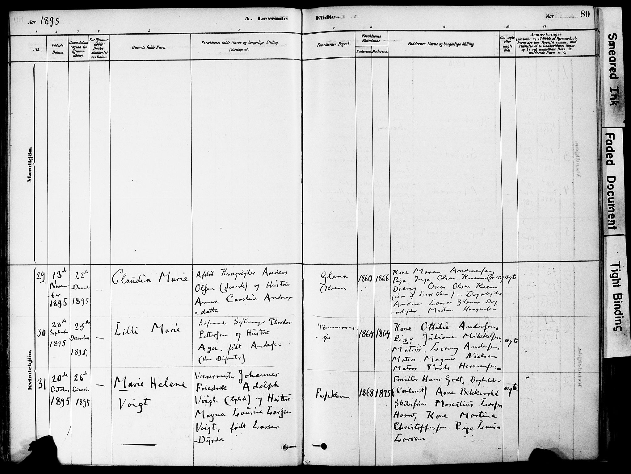 Strømm kirkebøker, AV/SAKO-A-322/F/Fa/L0004: Parish register (official) no. I 4, 1878-1899, p. 89