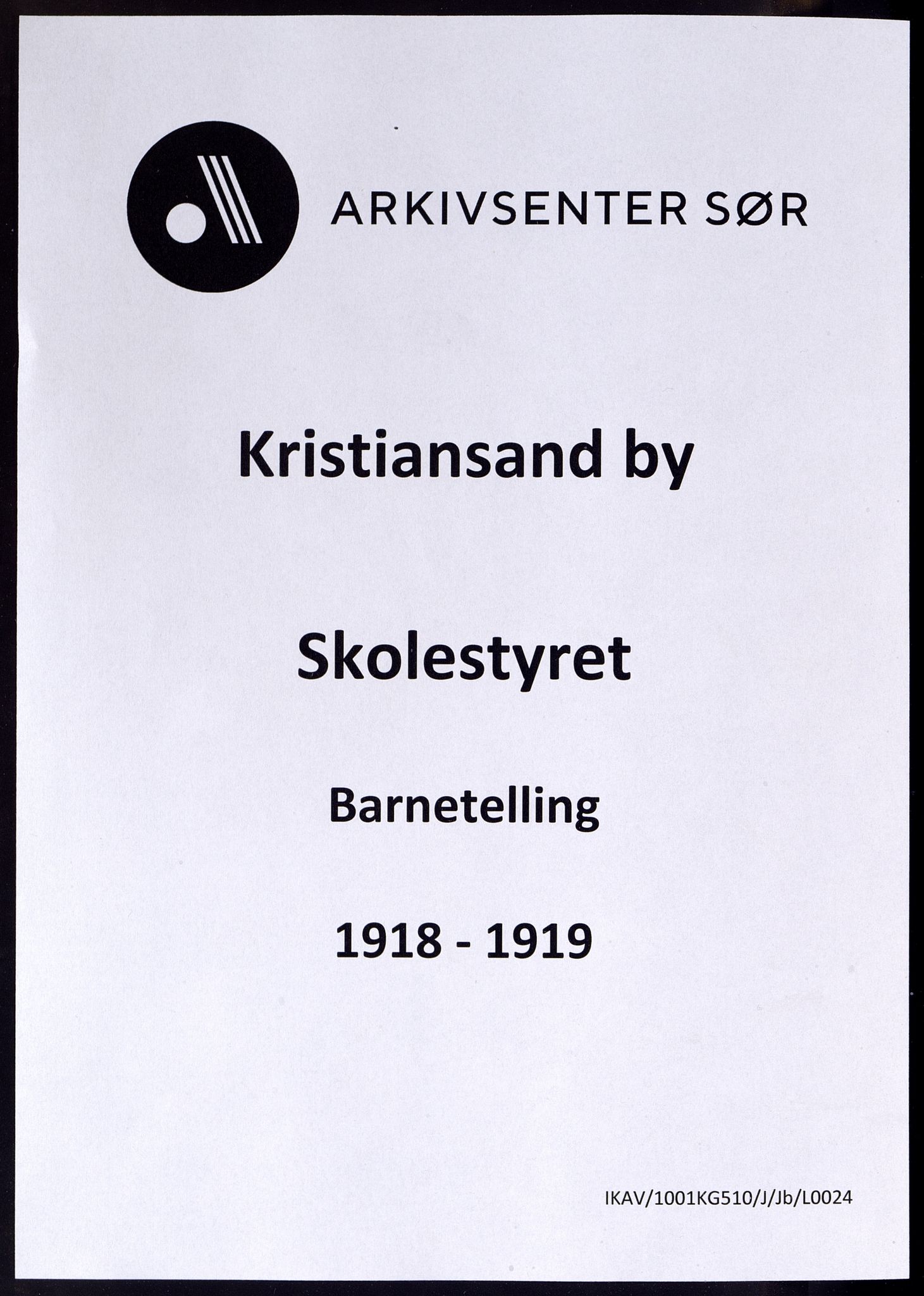 Kristiansand By - Skolekommisjonen/ -Styret, IKAV/1001KG510/J/Jb/L0024: Barnetelling, 1918-1919