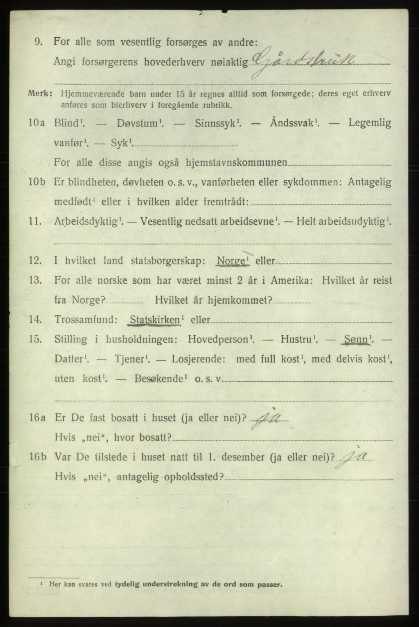 SAB, 1920 census for Tysnes, 1920, p. 9937