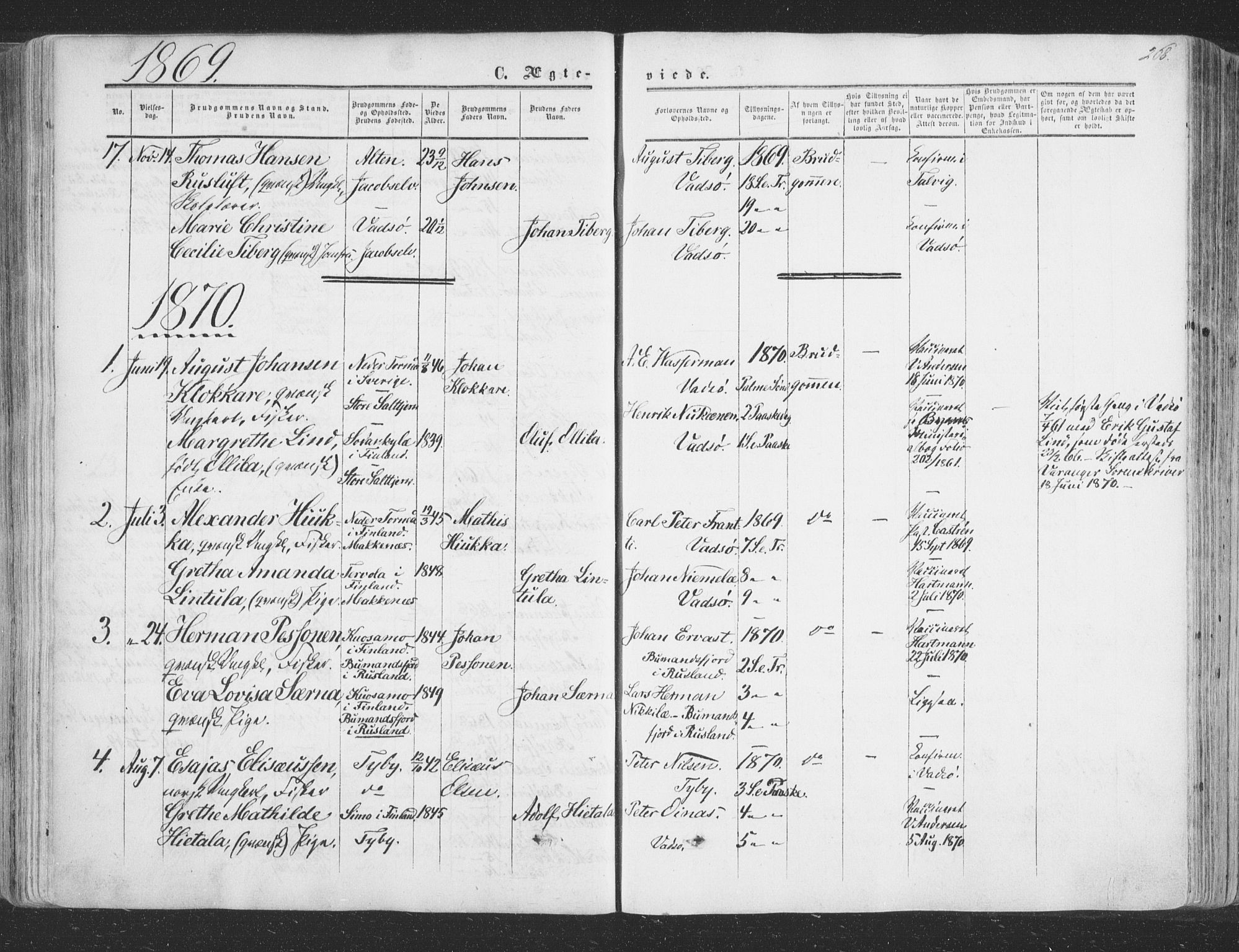 Vadsø sokneprestkontor, SATØ/S-1325/H/Ha/L0004kirke: Parish register (official) no. 4, 1854-1880, p. 268