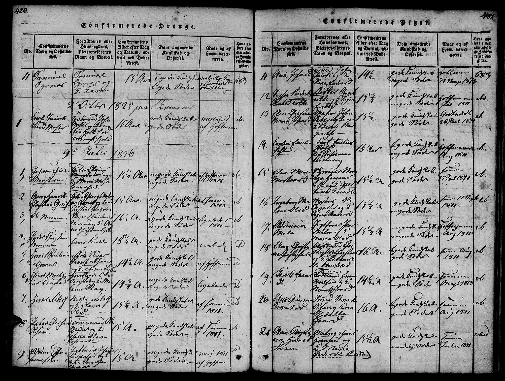 Ministerialprotokoller, klokkerbøker og fødselsregistre - Møre og Romsdal, AV/SAT-A-1454/572/L0842: Parish register (official) no. 572A05, 1819-1832, p. 480-481