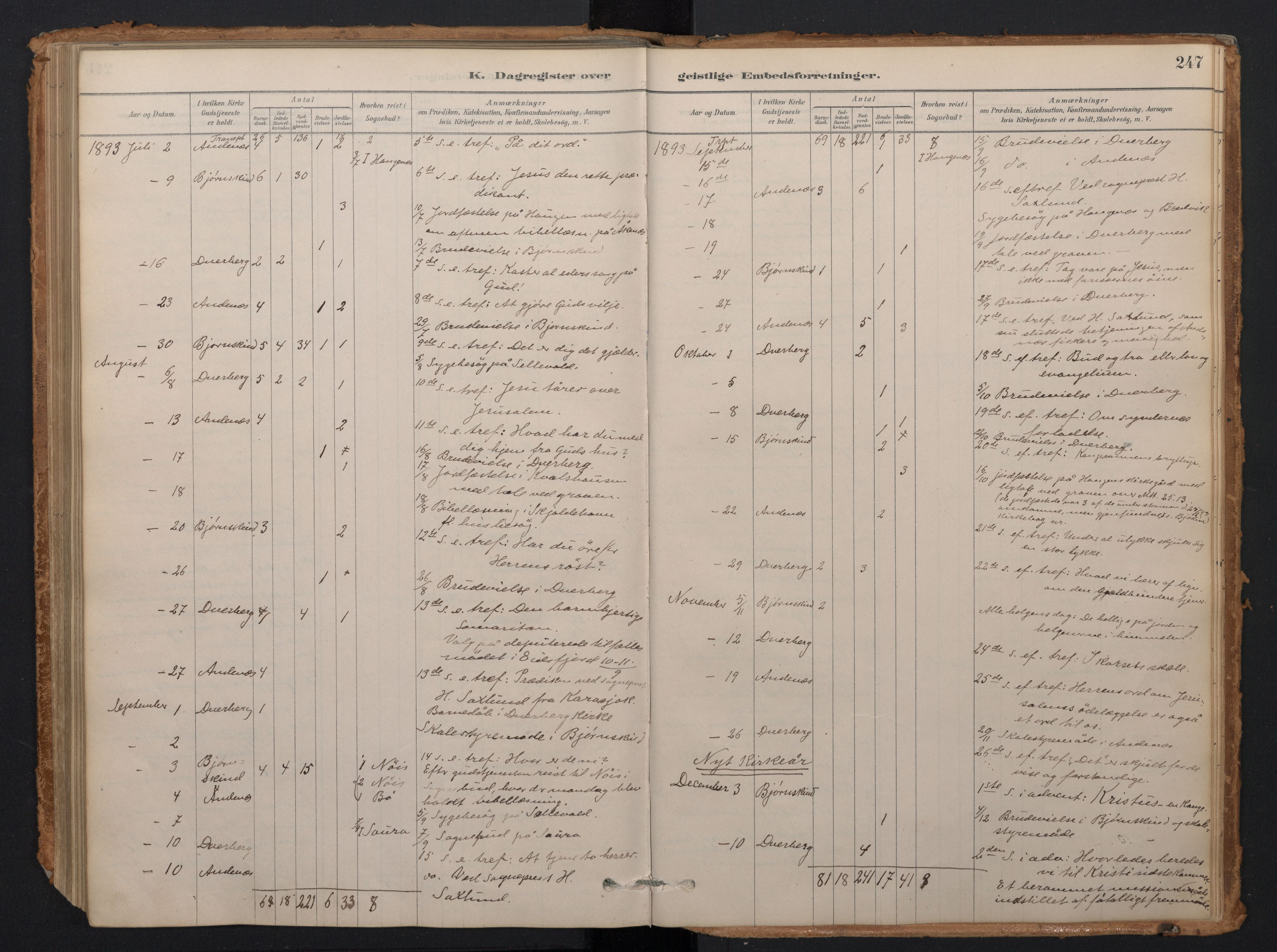 Ministerialprotokoller, klokkerbøker og fødselsregistre - Nordland, AV/SAT-A-1459/897/L1399: Parish register (official) no. 897A06, 1881-1896, p. 247