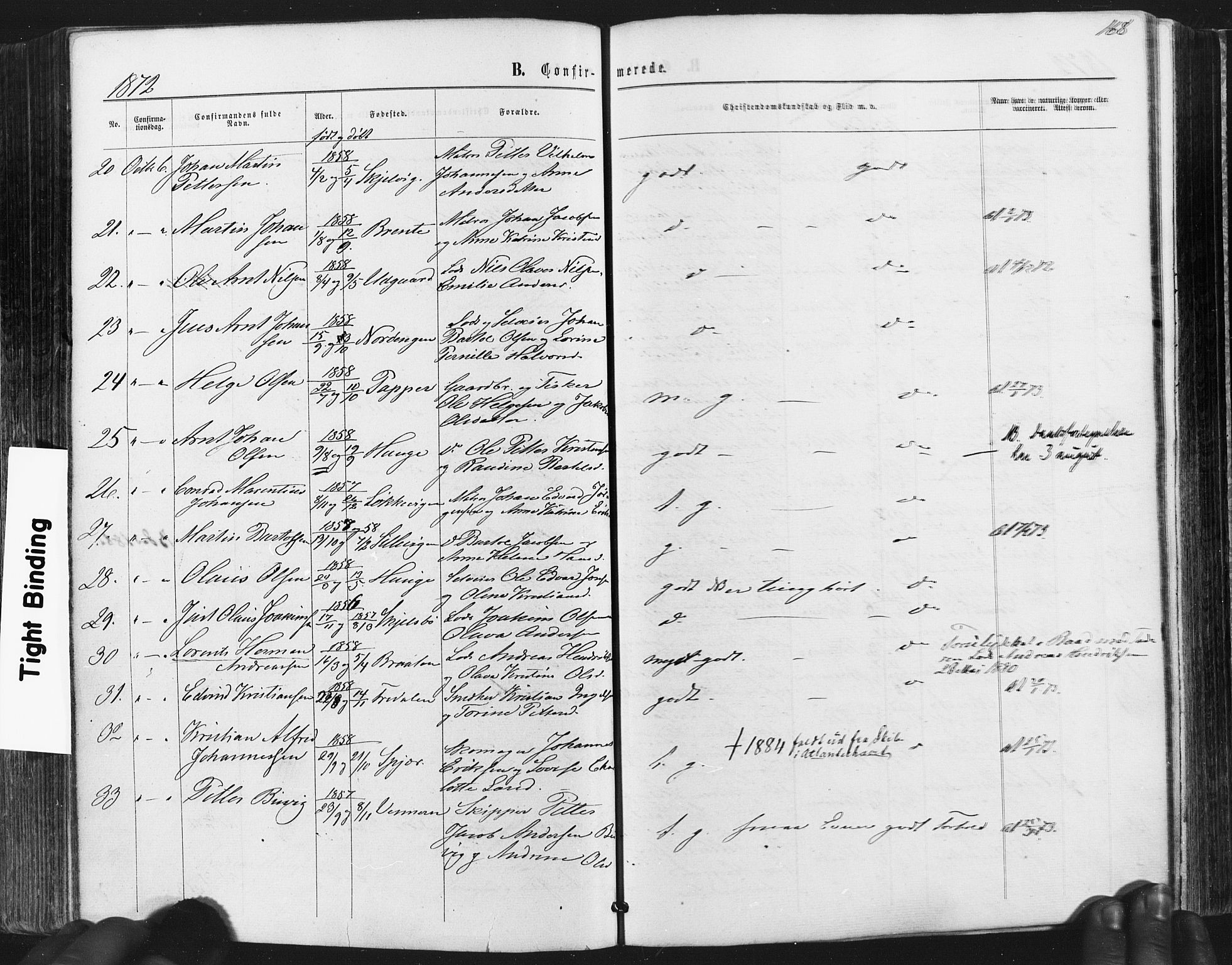 Hvaler prestekontor Kirkebøker, AV/SAO-A-2001/F/Fa/L0007: Parish register (official) no. I 7, 1864-1878, p. 168