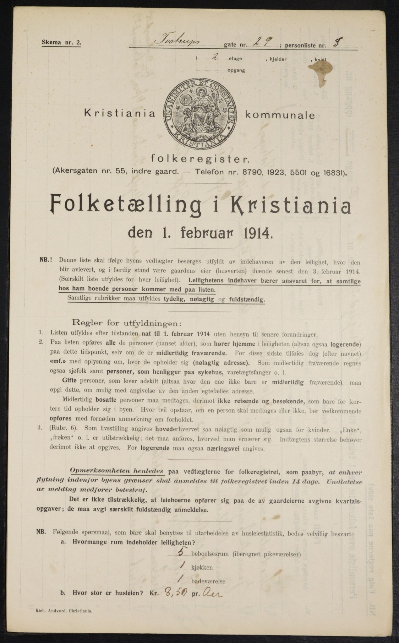 OBA, Municipal Census 1914 for Kristiania, 1914, p. 116120