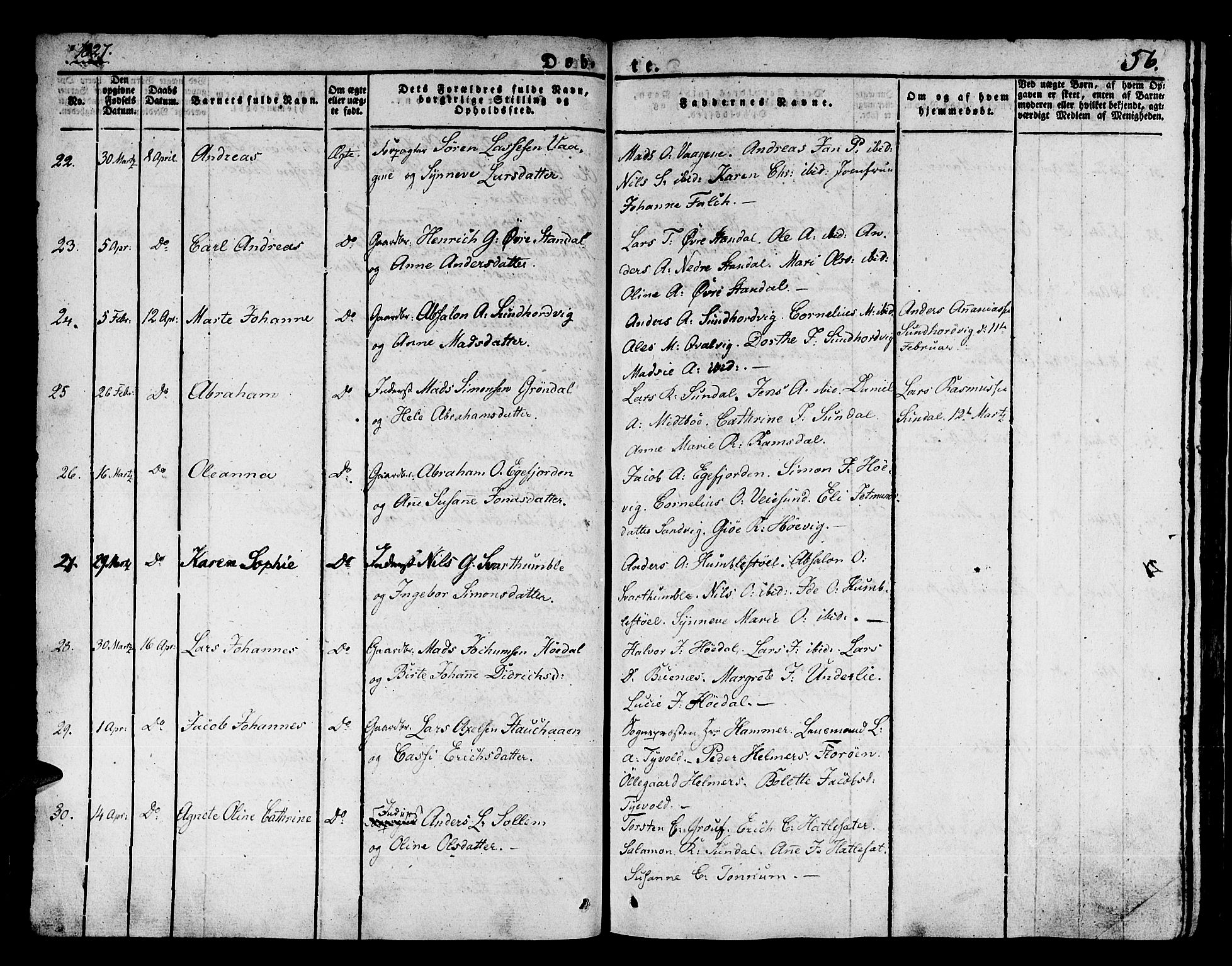 Kinn sokneprestembete, SAB/A-80801/H/Haa/Haaa/L0004/0001: Parish register (official) no. A 4I, 1822-1840, p. 56