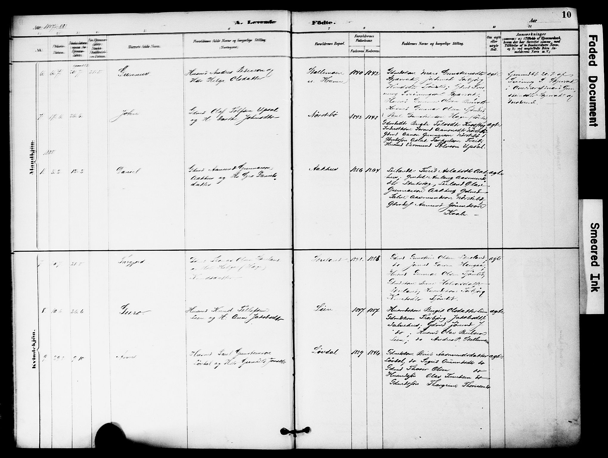 Bygland sokneprestkontor, AV/SAK-1111-0006/F/Fa/Fab/L0007: Parish register (official) no. A 7, 1885-1909, p. 10