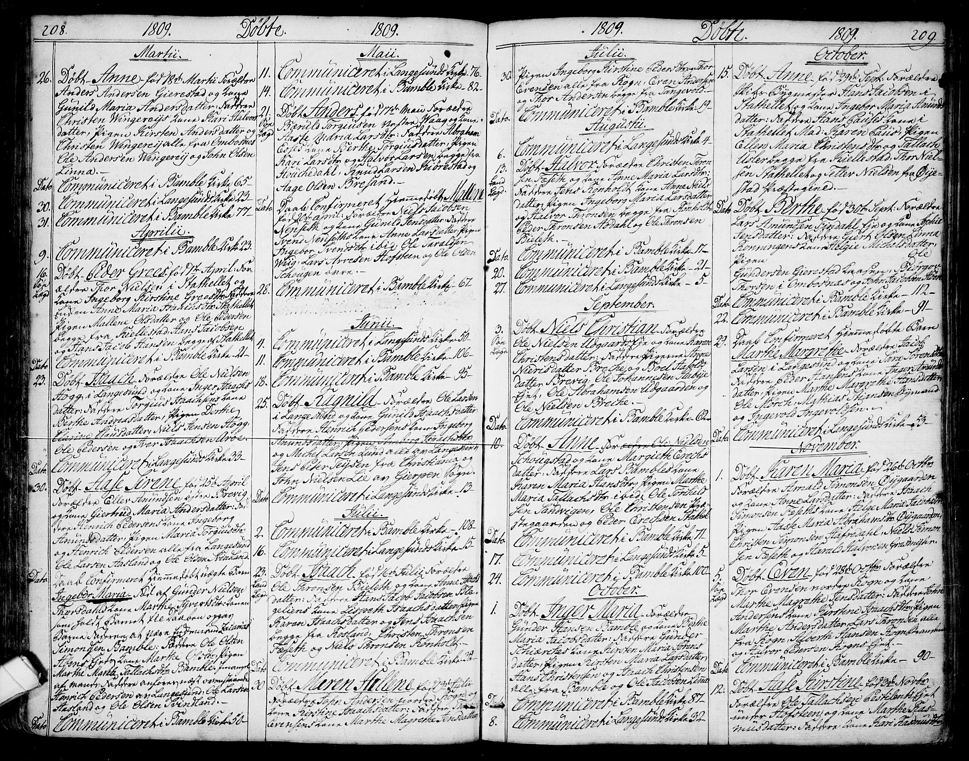 Bamble kirkebøker, SAKO/A-253/F/Fa/L0002: Parish register (official) no. I 2, 1775-1814, p. 208-209
