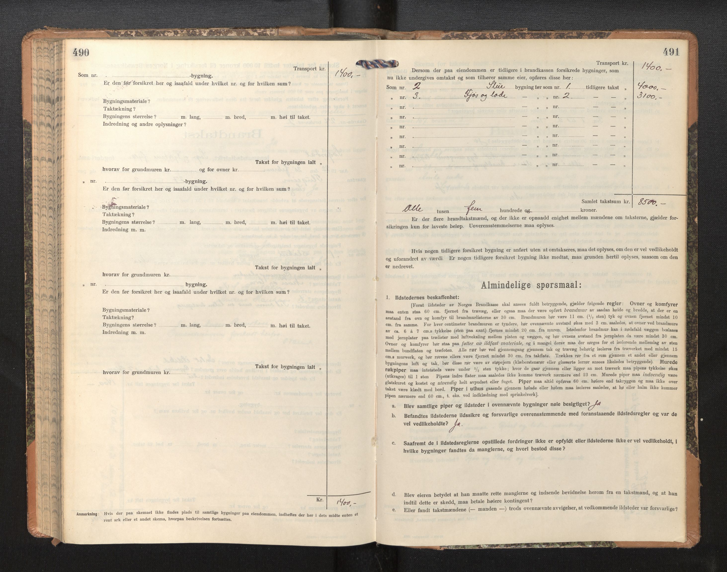 Lensmannen i Sogndal, SAB/A-29901/0012/L0011: Branntakstprotokoll, skjematakst, 1914-1922, p. 490-491