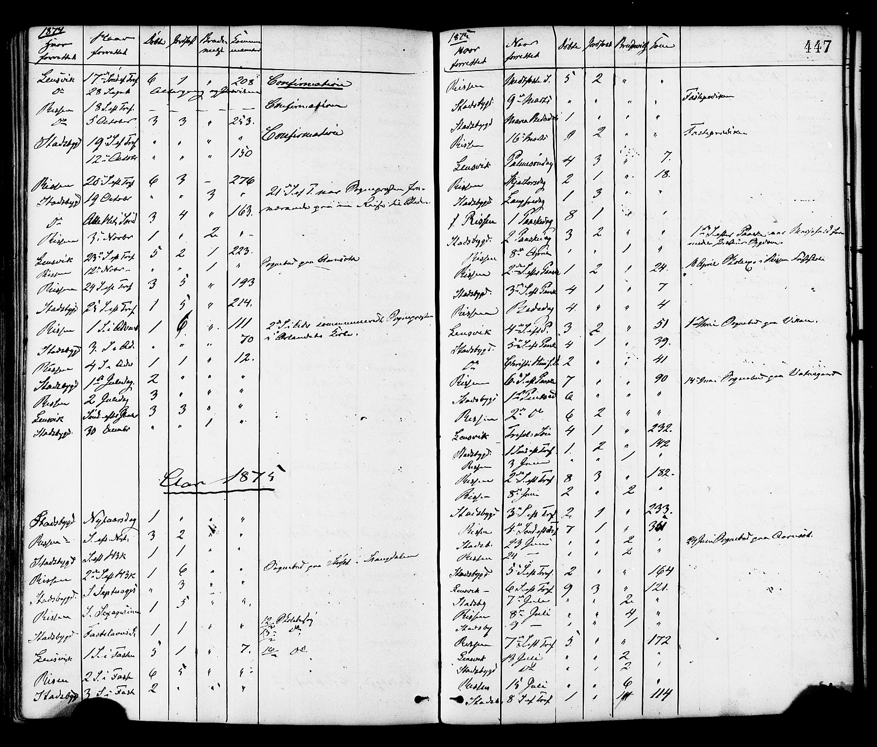 Ministerialprotokoller, klokkerbøker og fødselsregistre - Sør-Trøndelag, SAT/A-1456/646/L0613: Parish register (official) no. 646A11, 1870-1884, p. 447