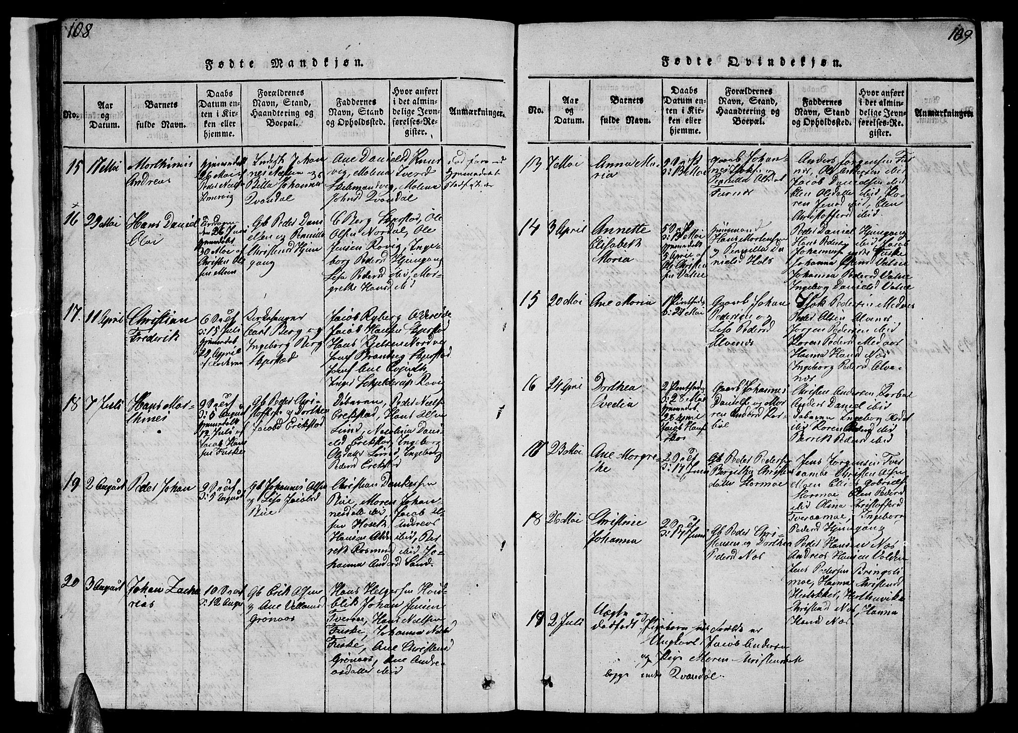 Ministerialprotokoller, klokkerbøker og fødselsregistre - Nordland, AV/SAT-A-1459/852/L0752: Parish register (copy) no. 852C03, 1840-1855, p. 108-109