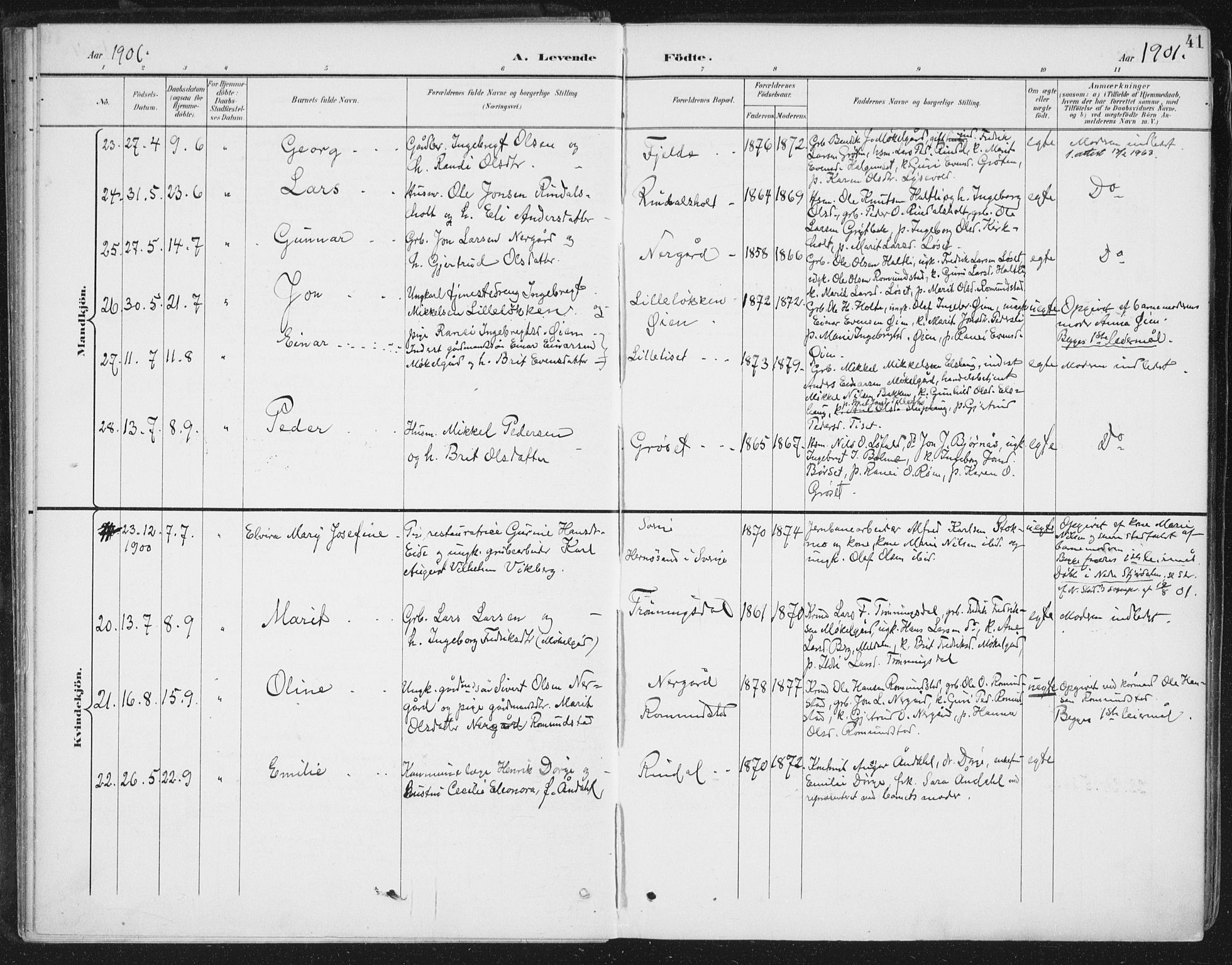 Ministerialprotokoller, klokkerbøker og fødselsregistre - Møre og Romsdal, SAT/A-1454/598/L1072: Parish register (official) no. 598A06, 1896-1910, p. 41