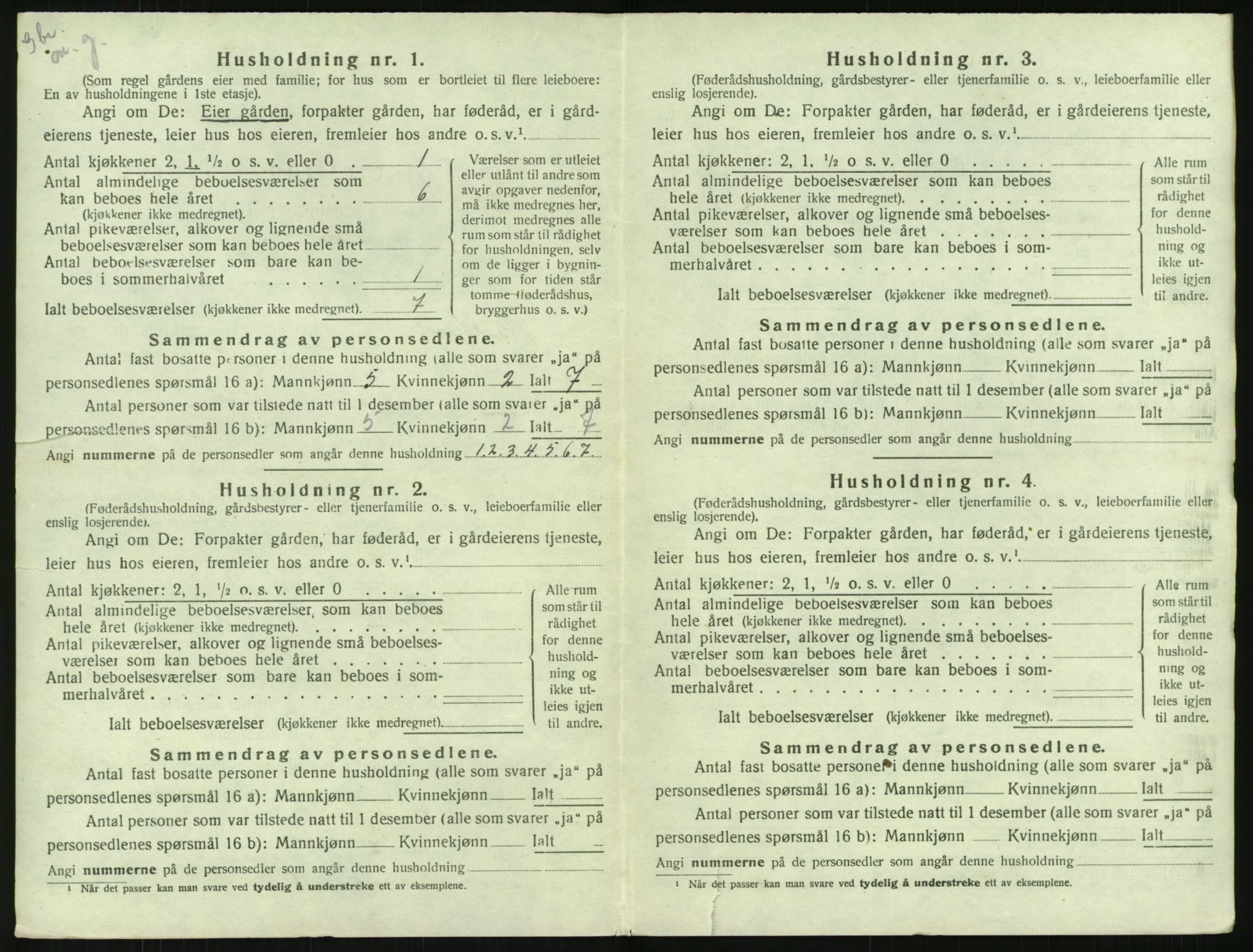 SAK, 1920 census for Birkenes, 1920, p. 92