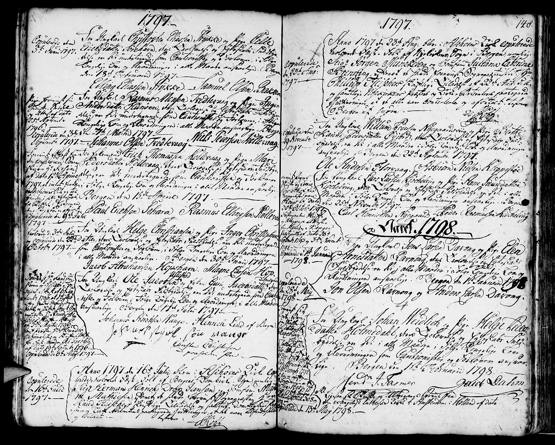Askøy Sokneprestembete, SAB/A-74101/H/Ha/Haa/Haaa/L0001: Parish register (official) no. A 1, 1742-1818, p. 148