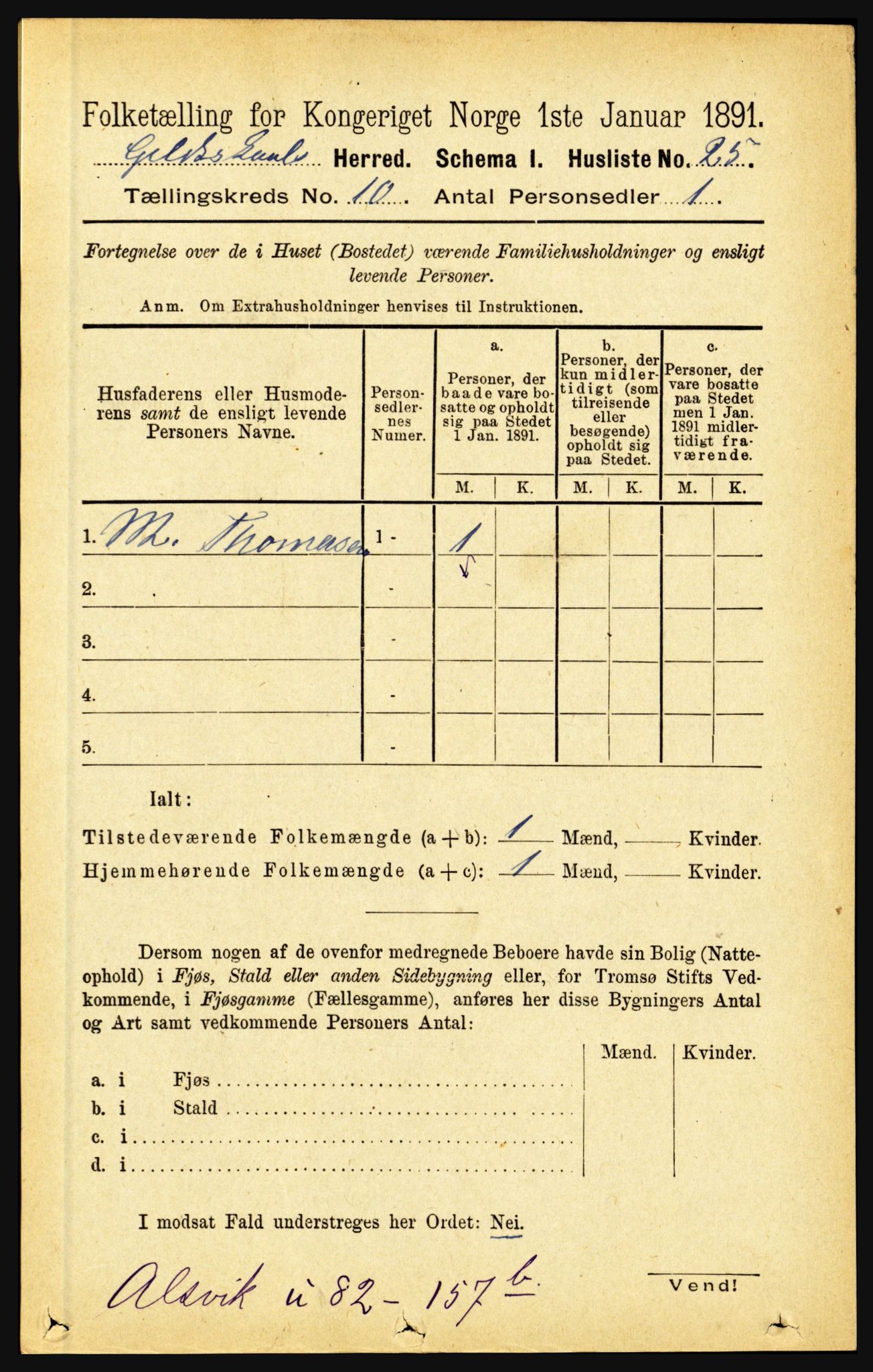 RA, 1891 census for 1838 Gildeskål, 1891, p. 2925