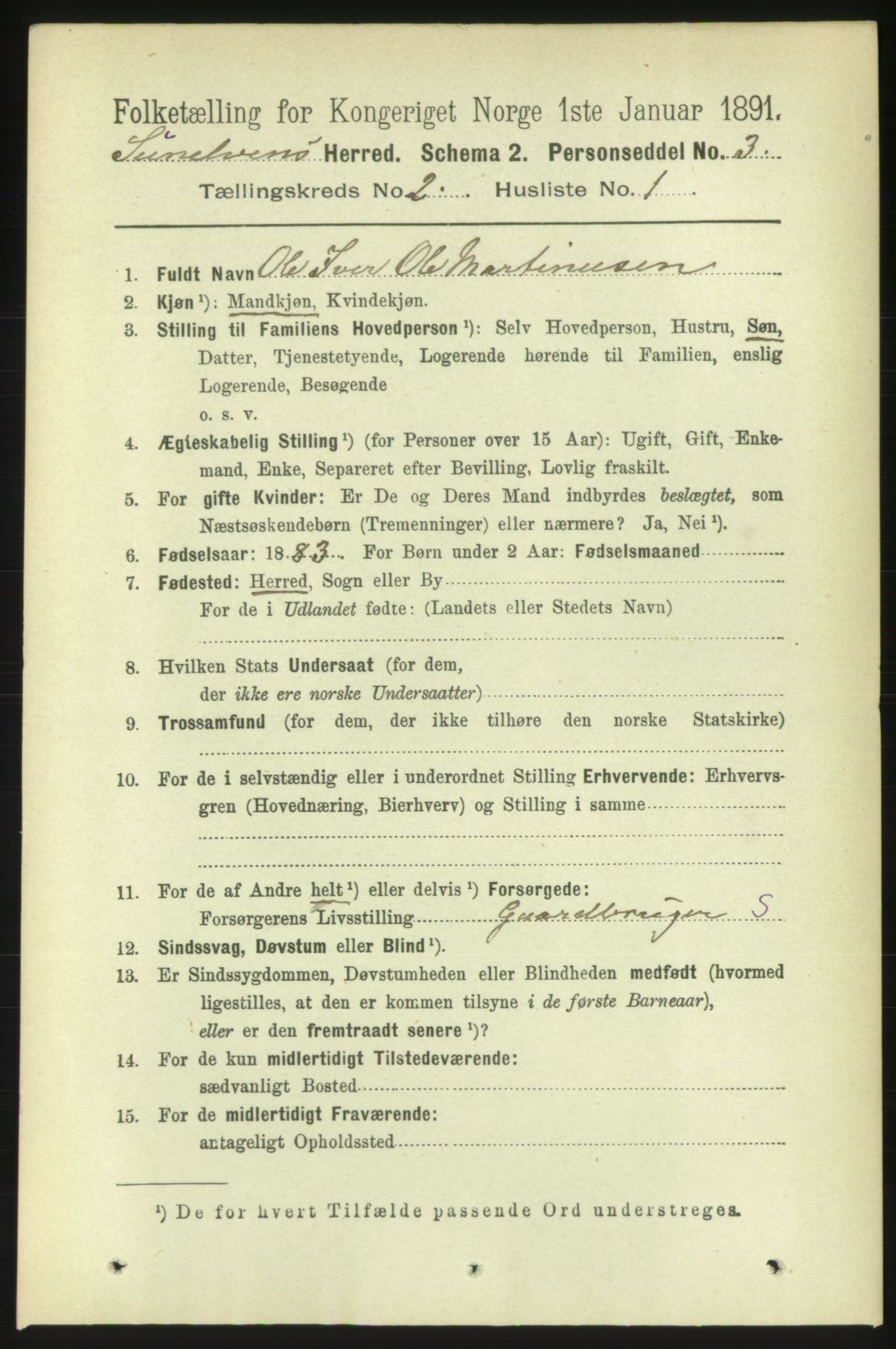 RA, 1891 census for 1523 Sunnylven, 1891, p. 382