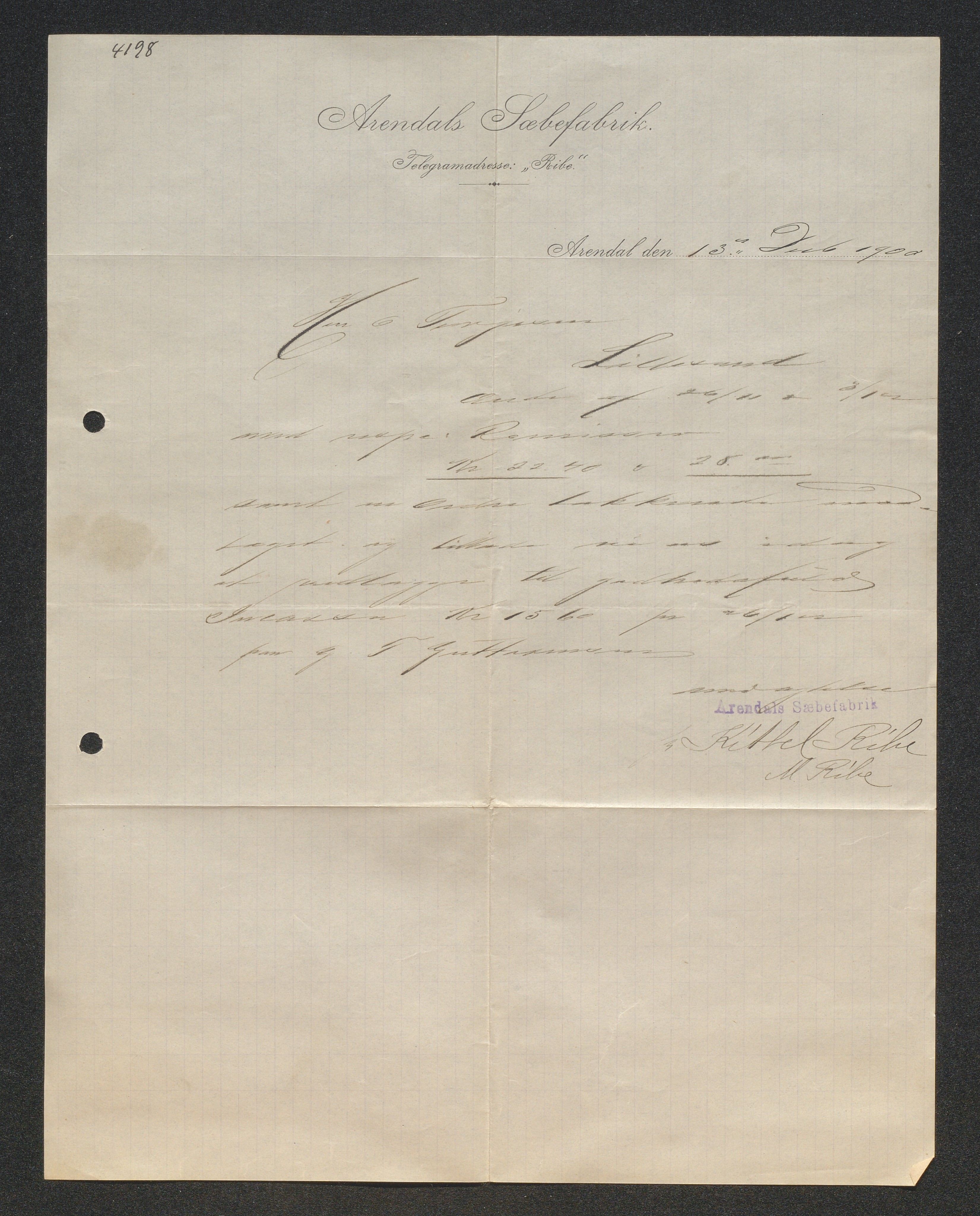 O. Terjesens rederi, AAKS/PA-2525/E/E01/L0008: Korrespondanse, 1900-1901