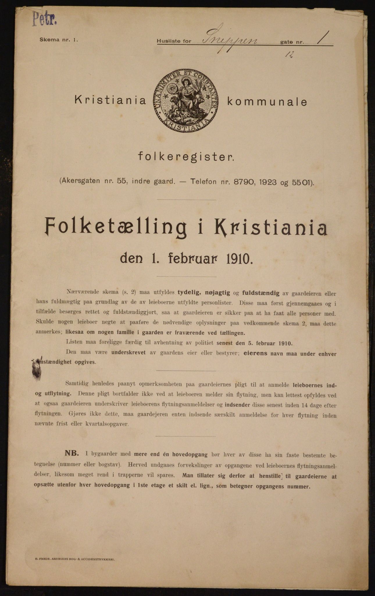 OBA, Municipal Census 1910 for Kristiania, 1910, p. 93380