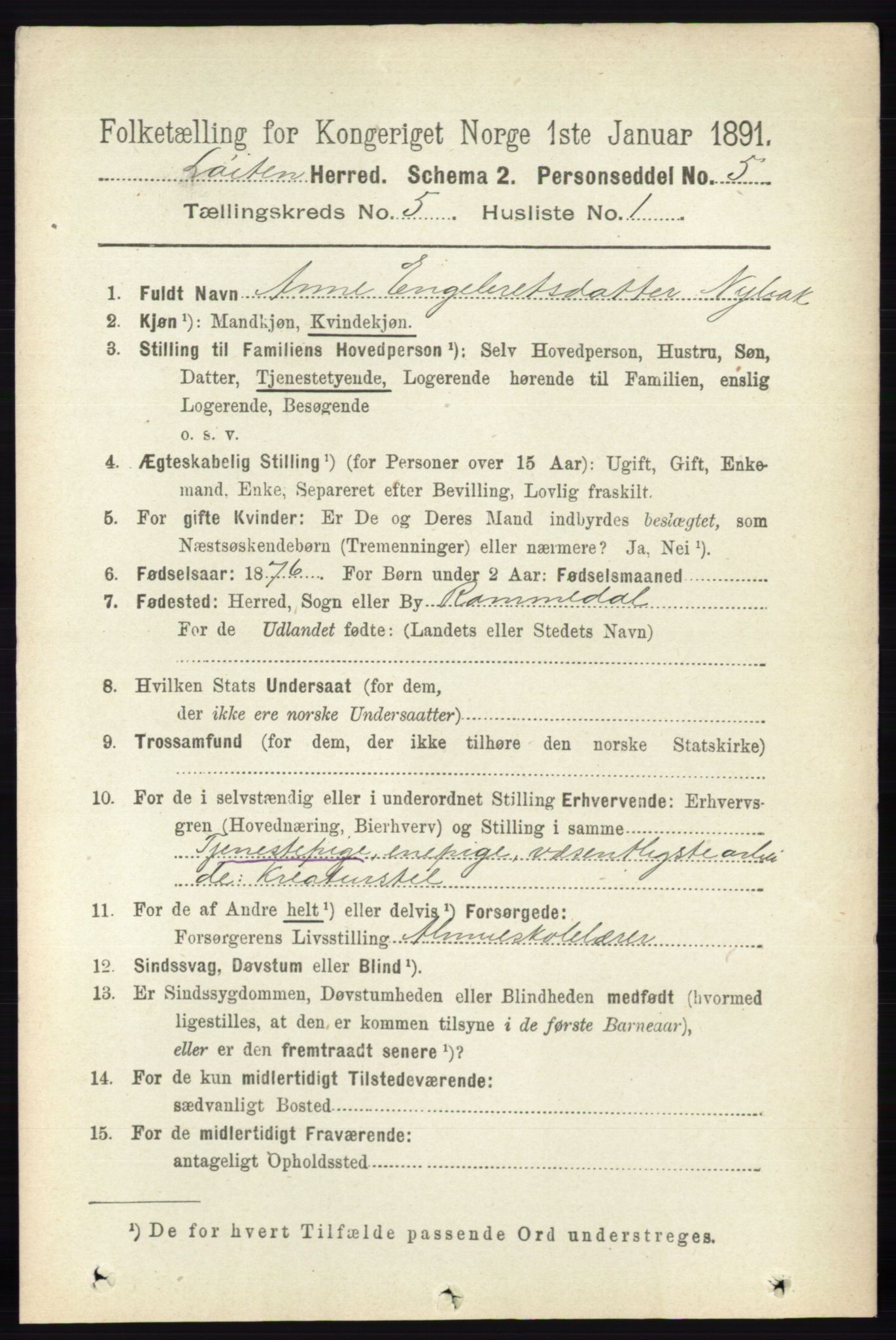 RA, 1891 census for 0415 Løten, 1891, p. 3431