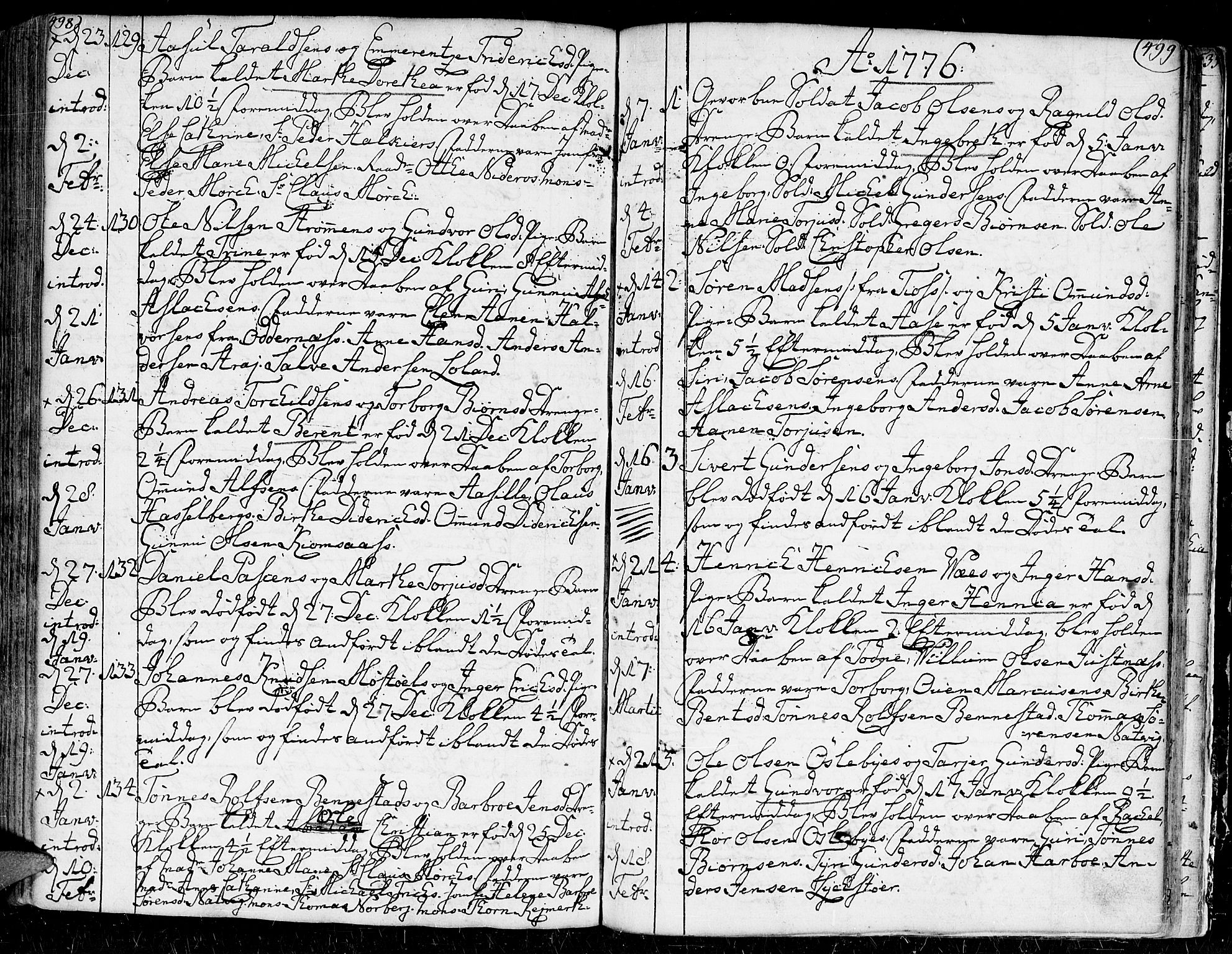 Kristiansand domprosti, AV/SAK-1112-0006/F/Fa/L0002: Parish register (official) no. A 2, 1755-1778, p. 498-499