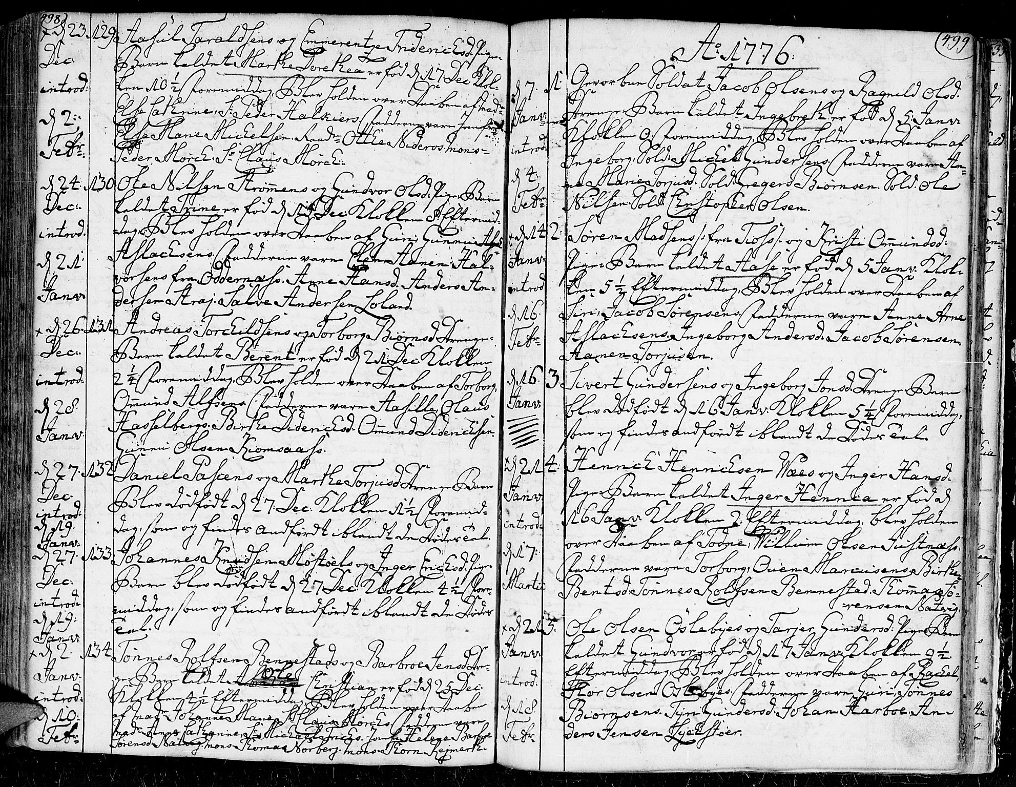 Kristiansand domprosti, SAK/1112-0006/F/Fa/L0002: Parish register (official) no. A 2, 1755-1778, p. 498-499