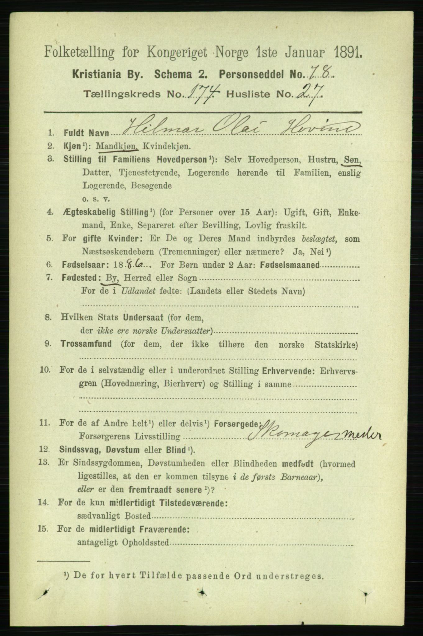 RA, 1891 census for 0301 Kristiania, 1891, p. 104650