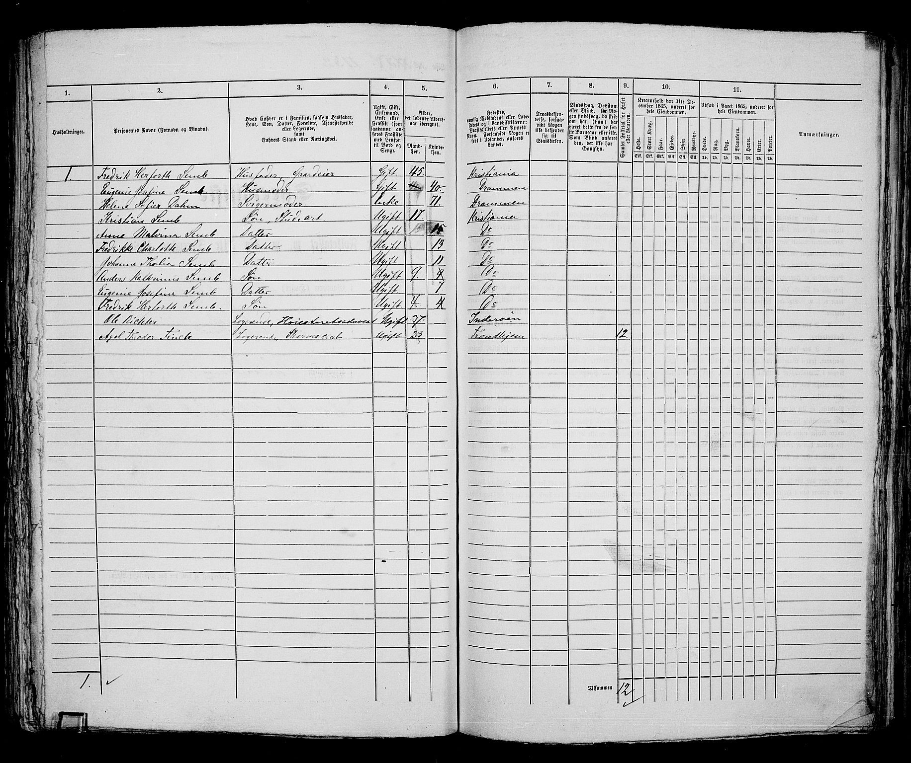 RA, 1865 census for Kristiania, 1865, p. 2551