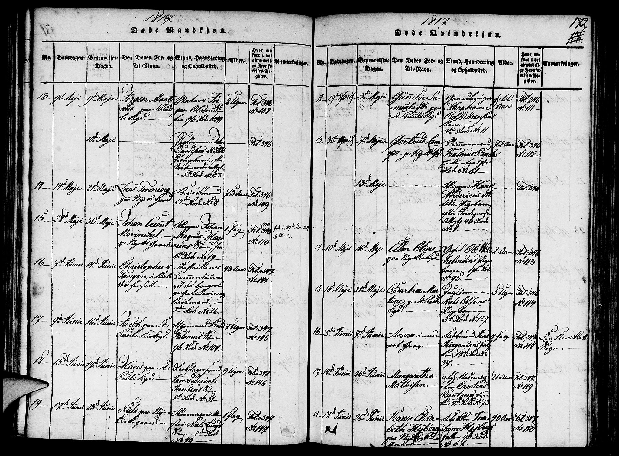 Nykirken Sokneprestembete, AV/SAB-A-77101/H/Haa/L0011: Parish register (official) no. A 11, 1816-1821, p. 172