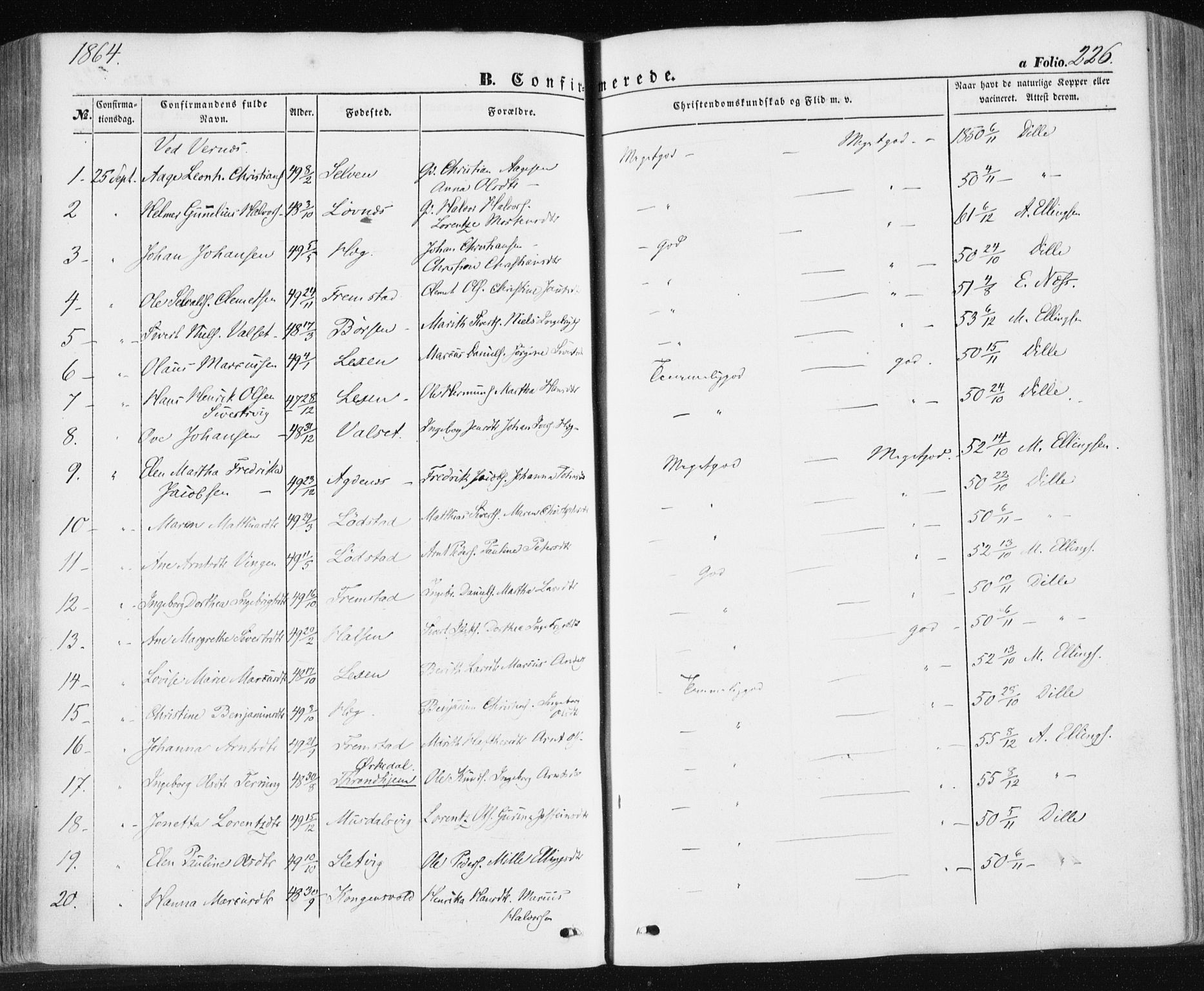 Ministerialprotokoller, klokkerbøker og fødselsregistre - Sør-Trøndelag, SAT/A-1456/659/L0737: Parish register (official) no. 659A07, 1857-1875, p. 226