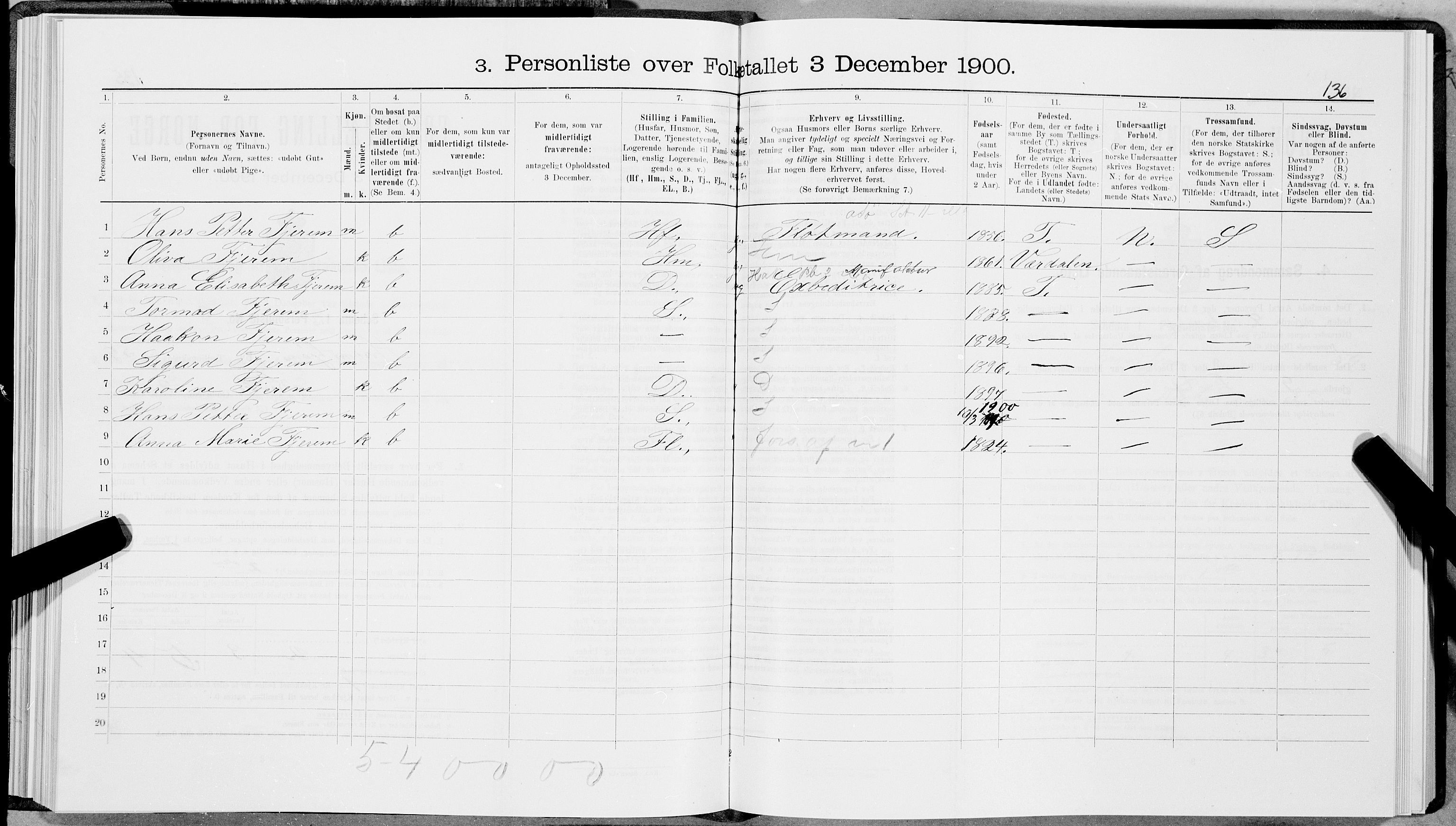 SAT, 1900 census for Trondheim, 1900, p. 10031