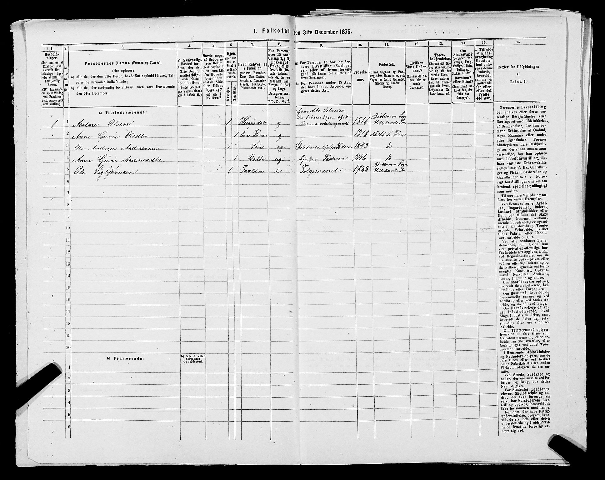 SAST, 1875 census for 1119P Hå, 1875, p. 555